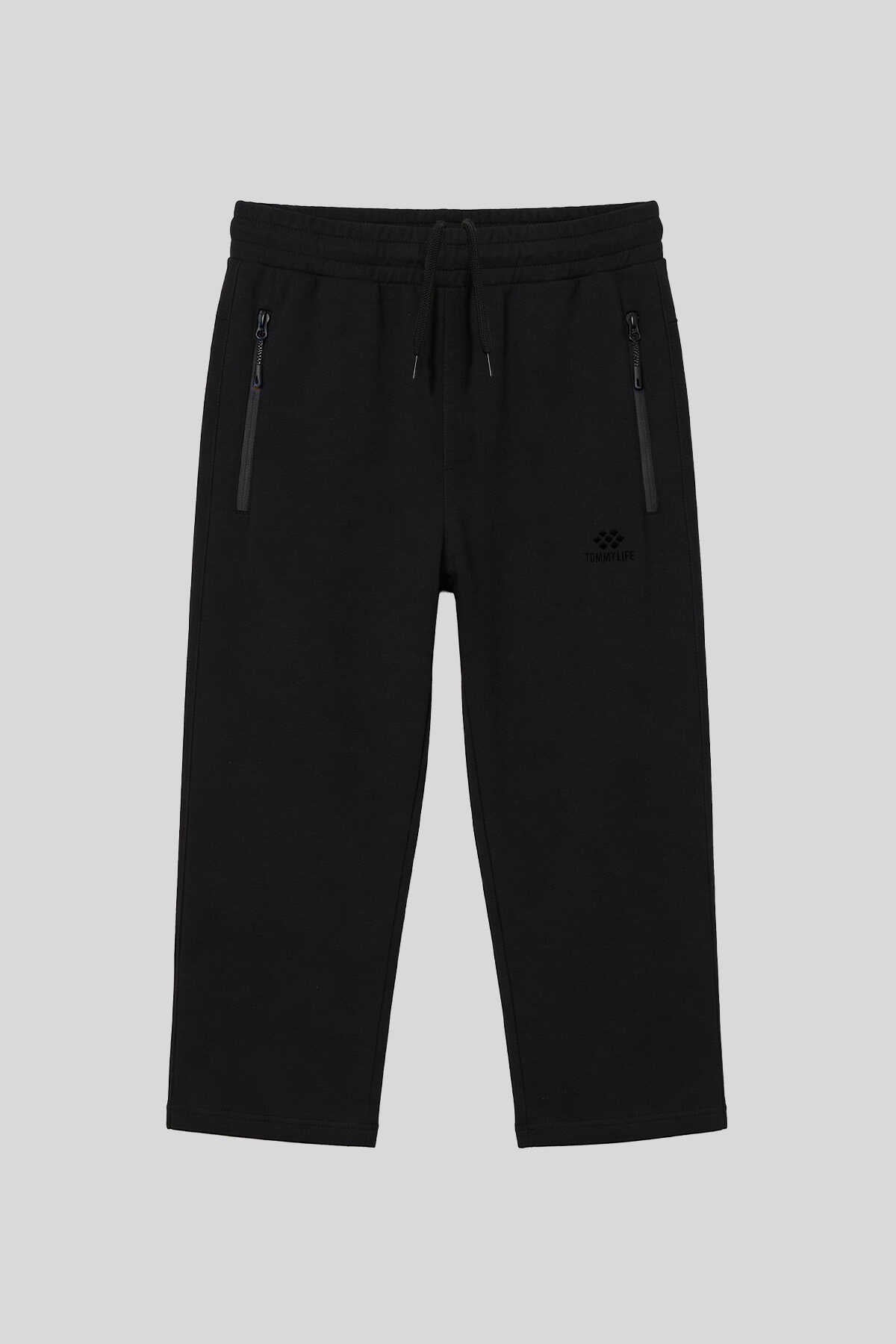 Tommylife Toptan Siyah Fermuar Cepli Klasik Paça Erkek Kapri - 83095 - SİYAH