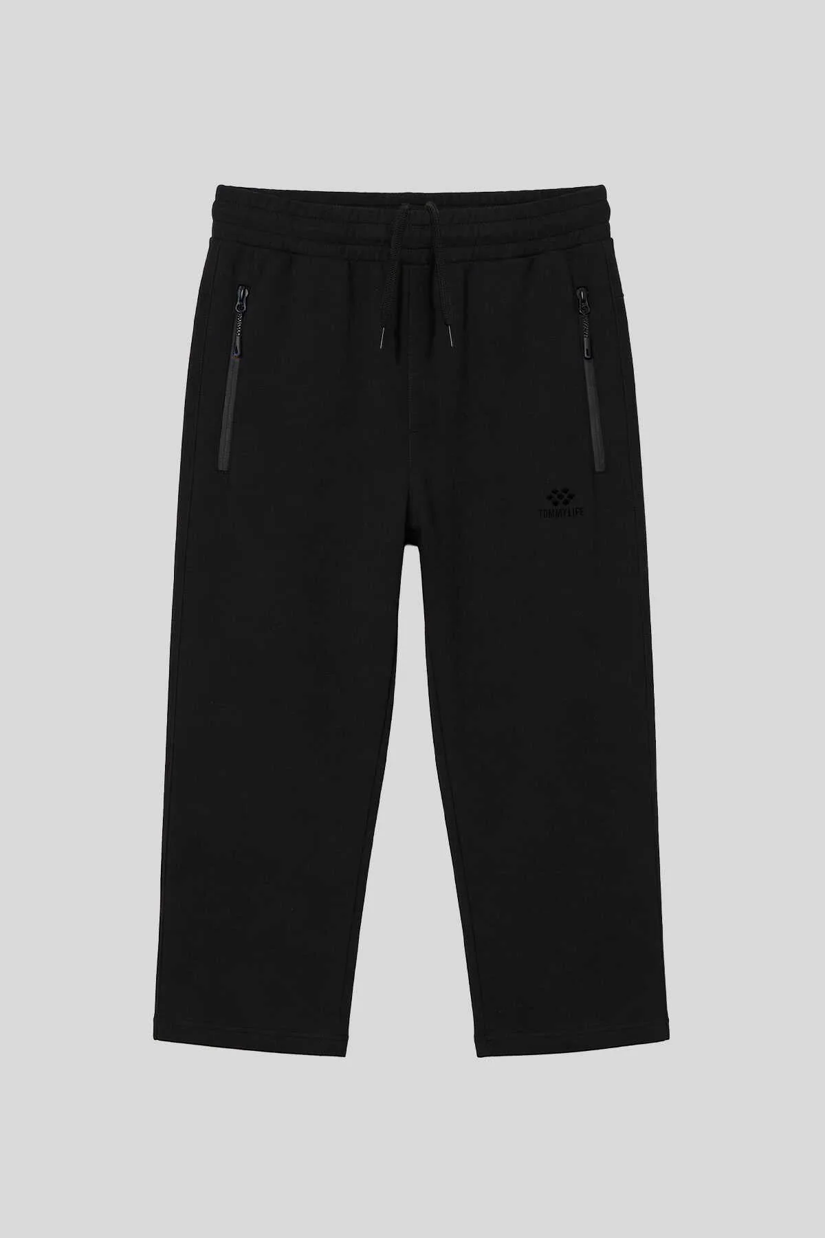 Tommylife Toptan Siyah Fermuar Cepli Klasik Paça Erkek Kapri - 83095 - SİYAH – Siyah, 46