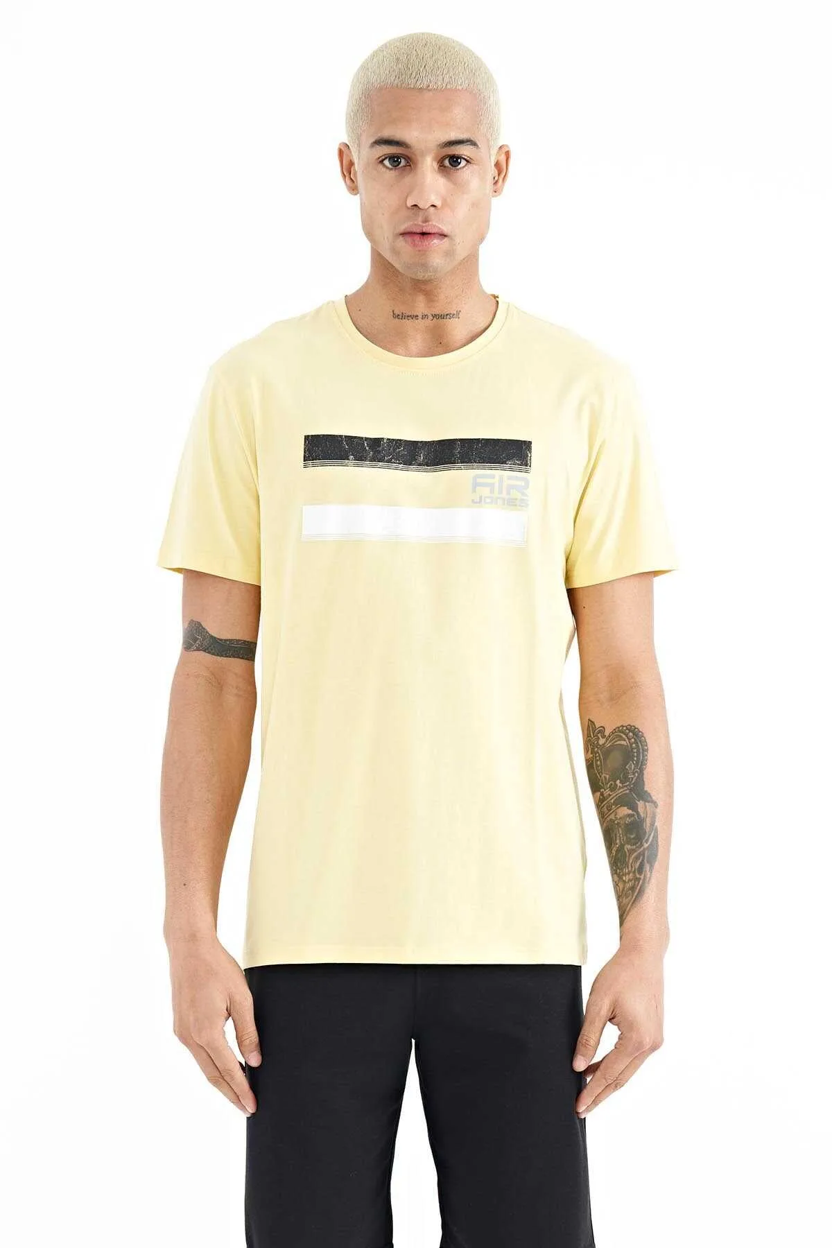 Tommylife Toptan Donald O Yaka Standart Kalıp Baskılı Erkek T-Shirt 88217 Sarı - SARI – Sarı, M