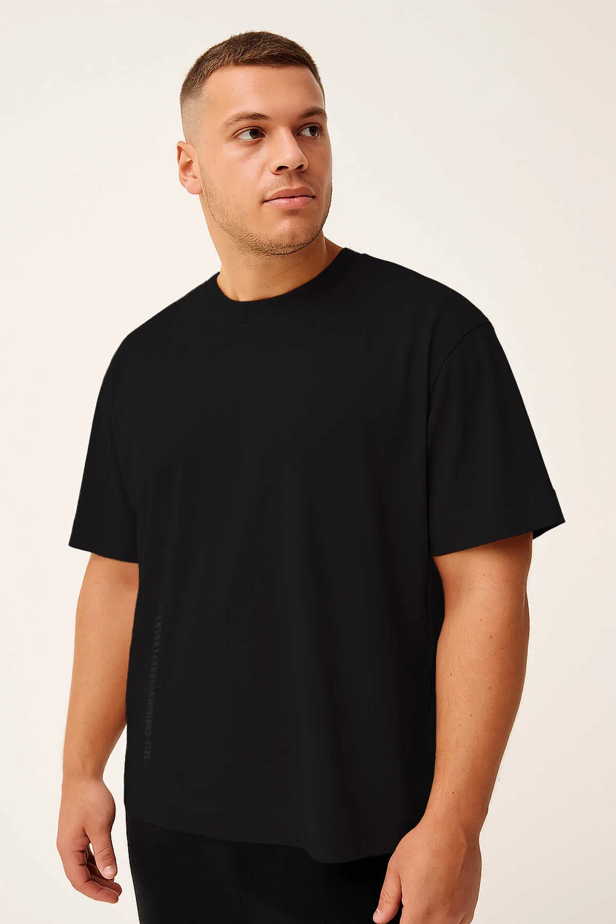 Tommylife Toptan Siyah Baskılı O Yaka Rahat Form Battal Büyük Beden Erkek T-Shirt - 88472 - Siyah – Siyah, 3XL