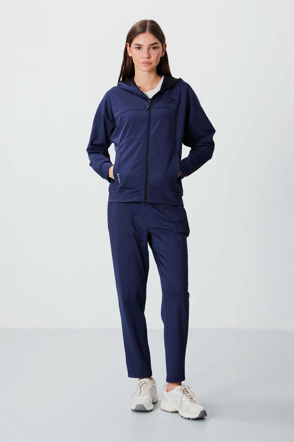 Tommylife Toptan Standart Kalıp Kapüşonlu Kadın Eşofman Takımı 95306 İndigo - İNDİGO – İndigo, S