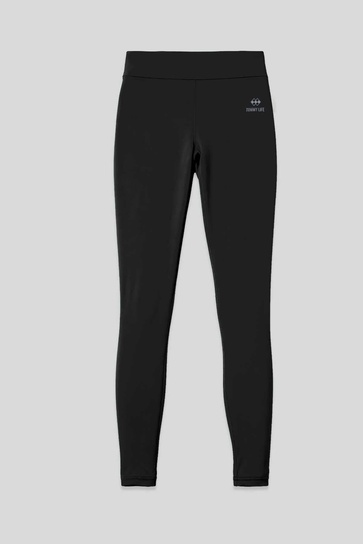 Tommylife Toptan Siyah Dar Paça Kız Çocuk Tayt - 75046 - SİYAH – Siyah, 7-8