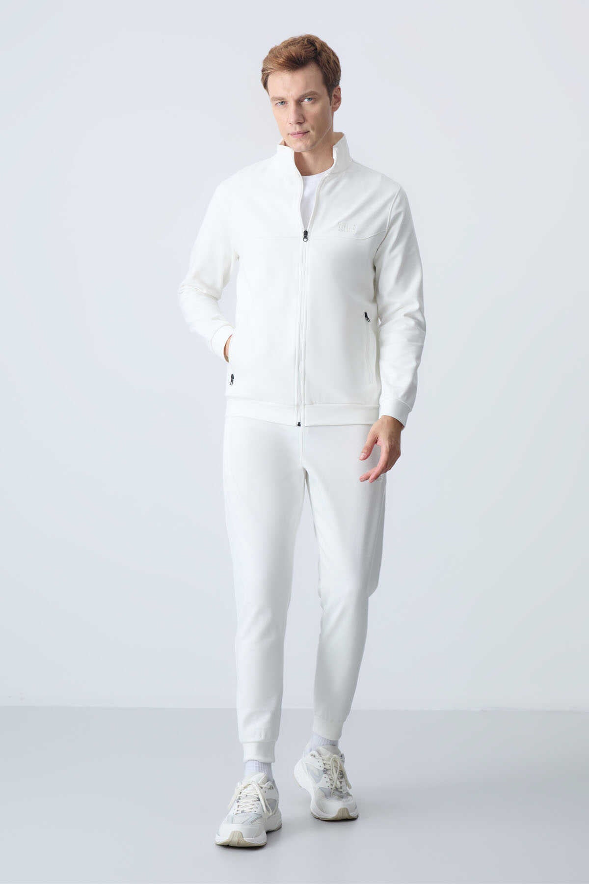 Tommylife Toptan Hugo Rahat Kalıp Jogger Erkek Eşofman Takım 85198 Ekru - EKRU