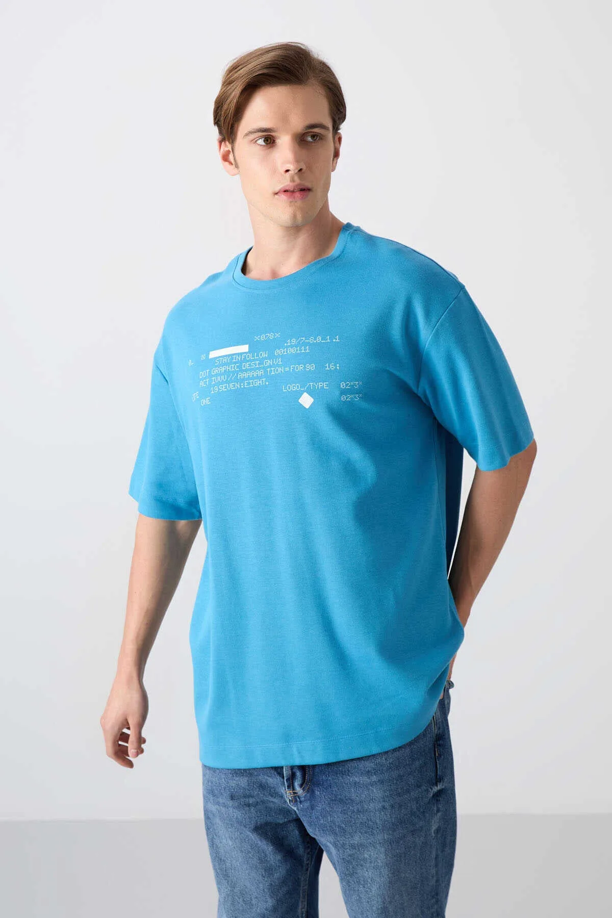 Tommylife Toptan O Yaka Oversize Baskılı Erkek T-Shirt 88326 Siyah - SİYAH – Siyah, S