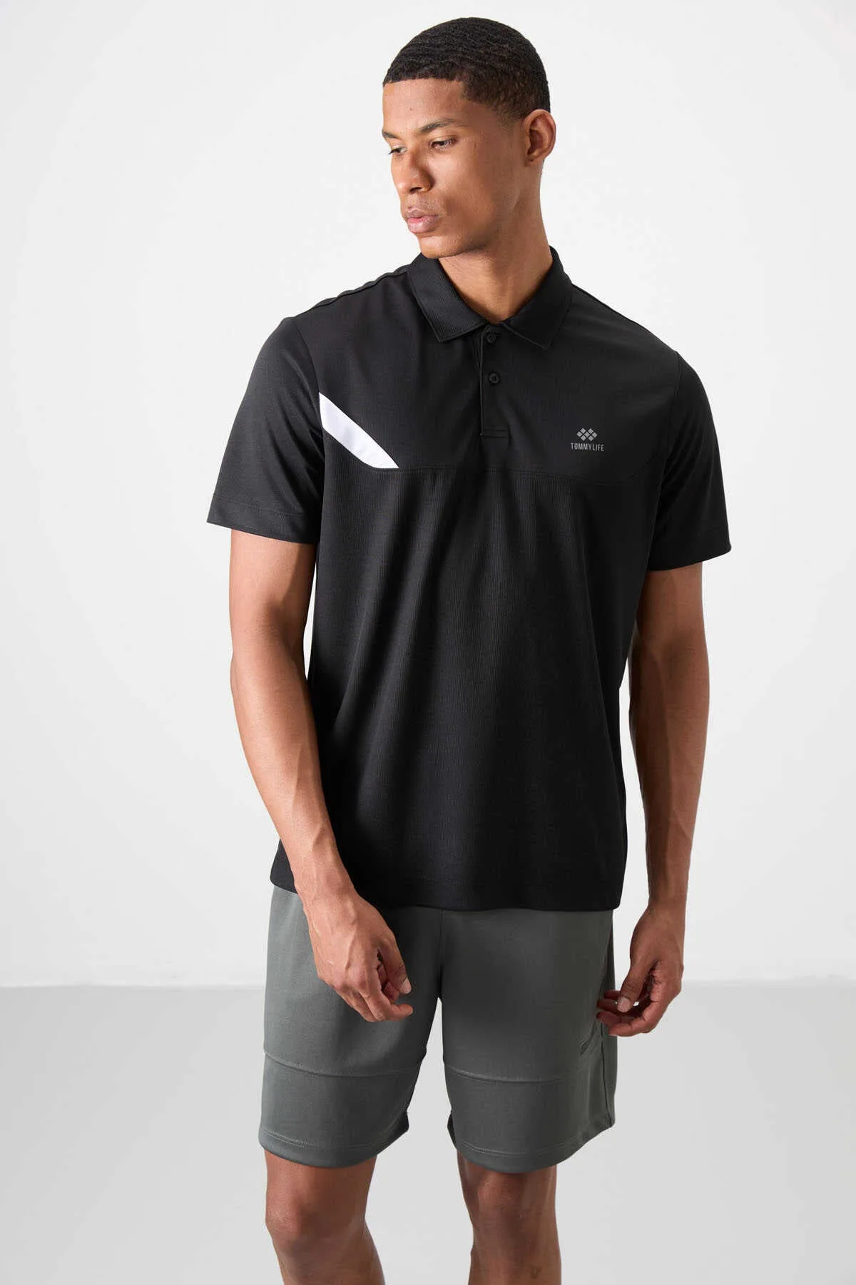 Tommylife Toptan Polo Yaka Standart Kalıp Aktif Spor Erkek T-Shirt 88402 Siyah - SİYAH – Siyah, S