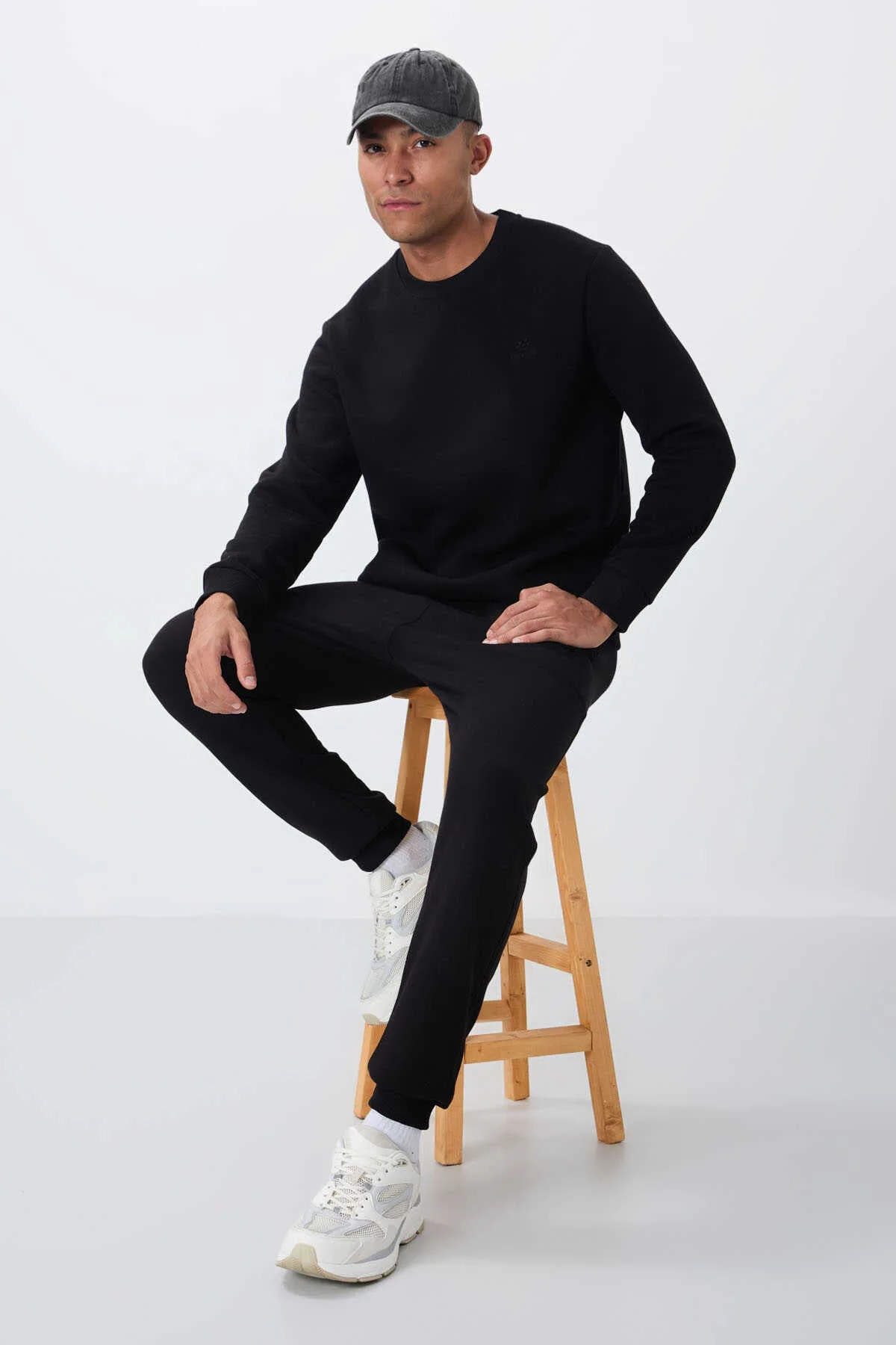 Tommylife Toptan Rahat Kalıp Basic Erkek Eşofman Takım 85265 Siyah - SİYAH – Siyah, S