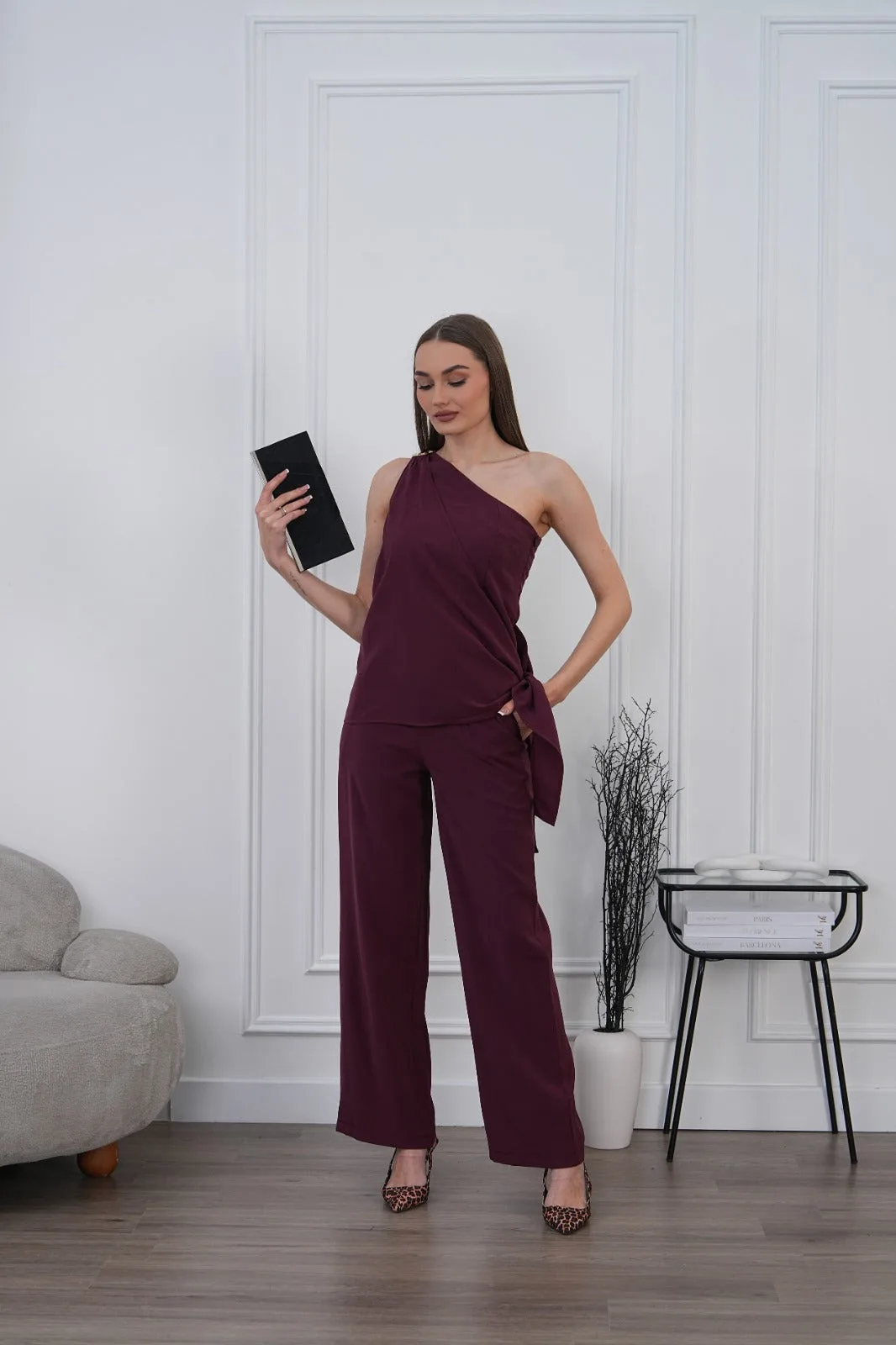 Modal Şallı Takım - Bordo – Bordo, S