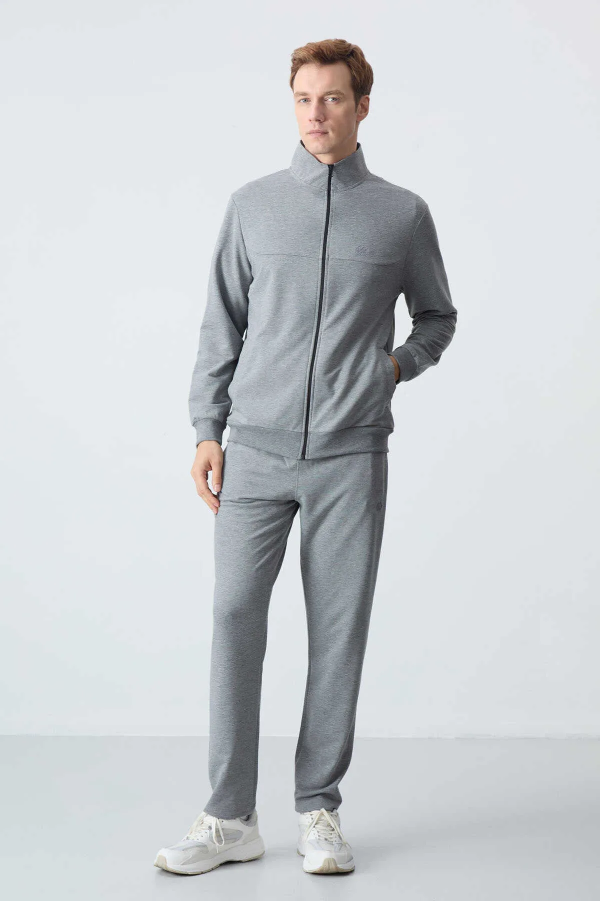 Tommylife Toptan Rahat Kalıp Basic Erkek Eşofman Takım 85260 Gri Melanj - GRİ MELANJ – Gri Melanj, S