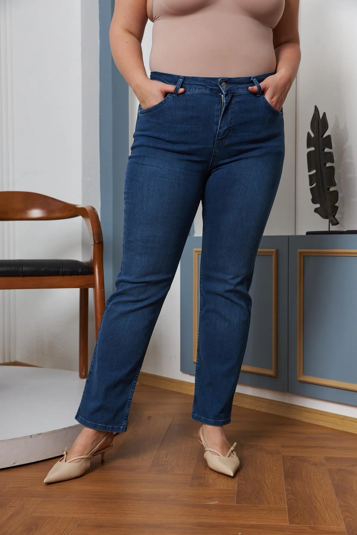 Boru Paça Büyük Beden Mavi Kot Pantolon – 44