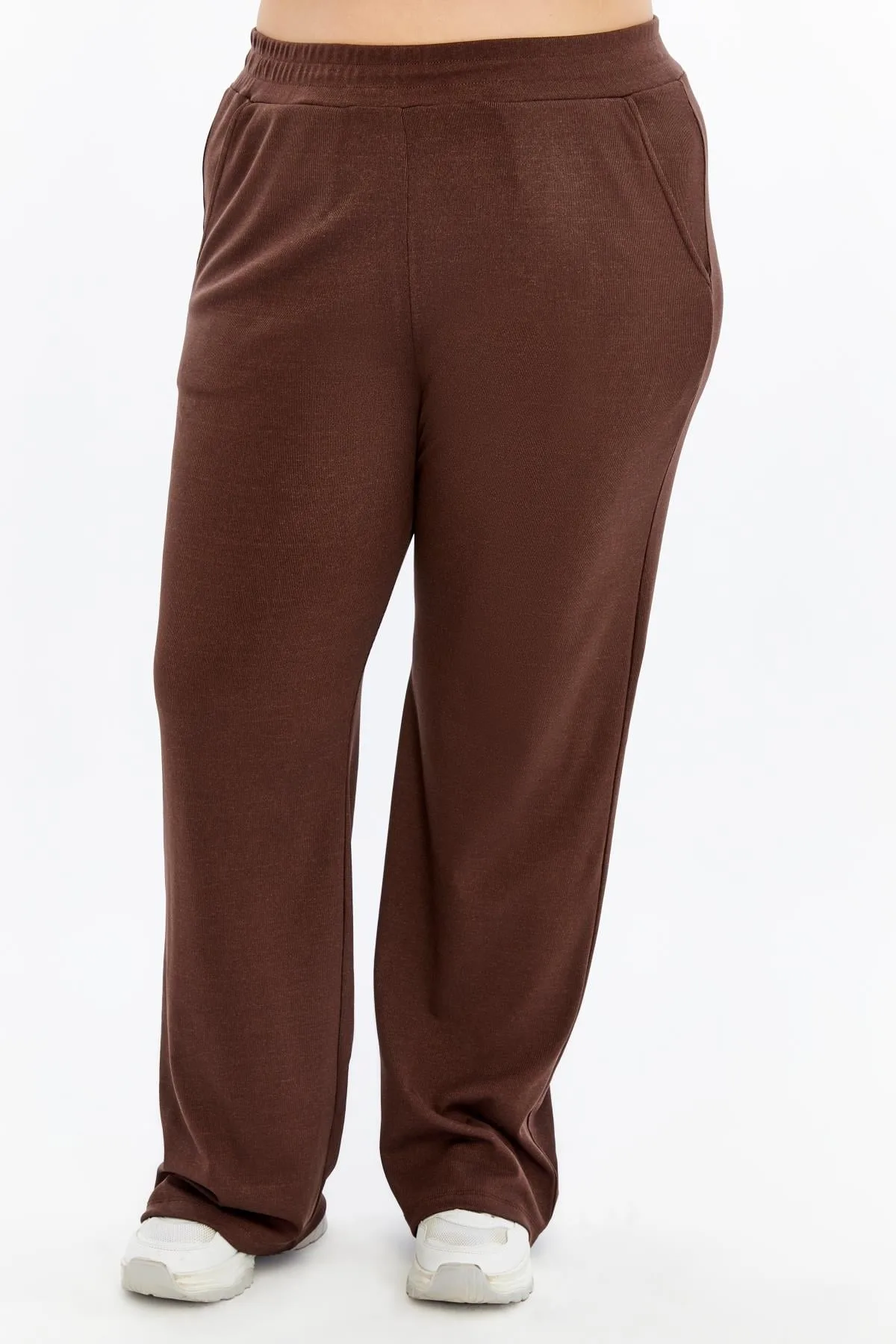 Rahat Kesim Büyük Beden Basic Pantolon Kahve – 44