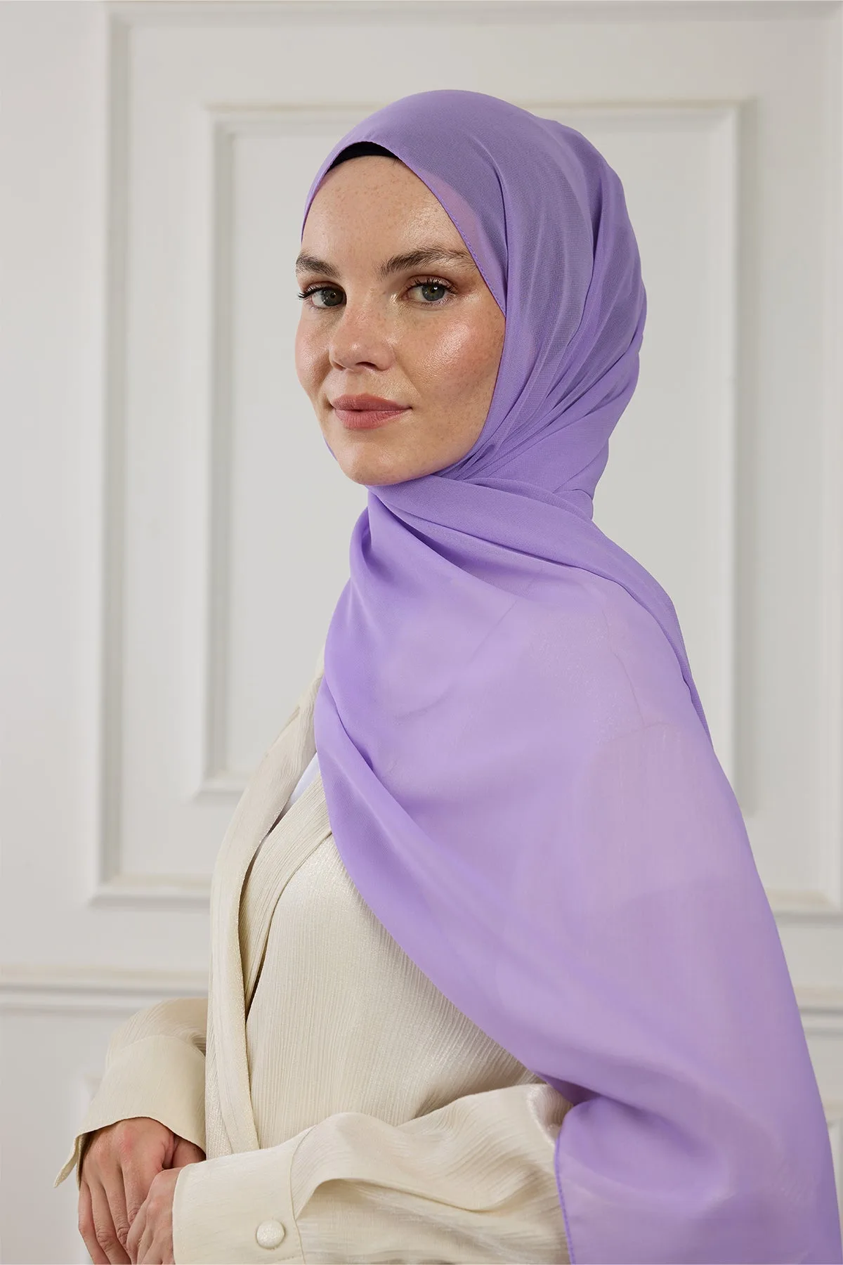 Şifon Şal - Leylak - Leylak