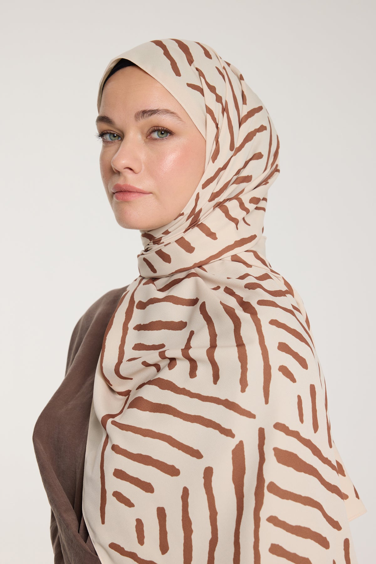 Pure Tone Şal - V Desen - Bej - Kahve - V Desen - Bej - Kahve