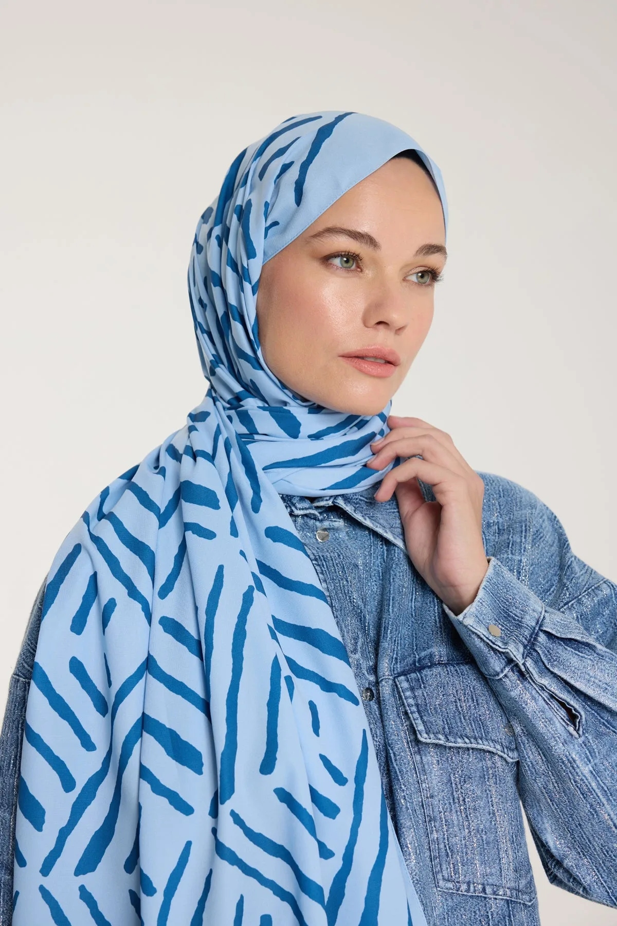 Pure Tone Şal - V Desen - Bebe Mavisi - Mavi - V Desen - Bebe Mavisi - Mavi