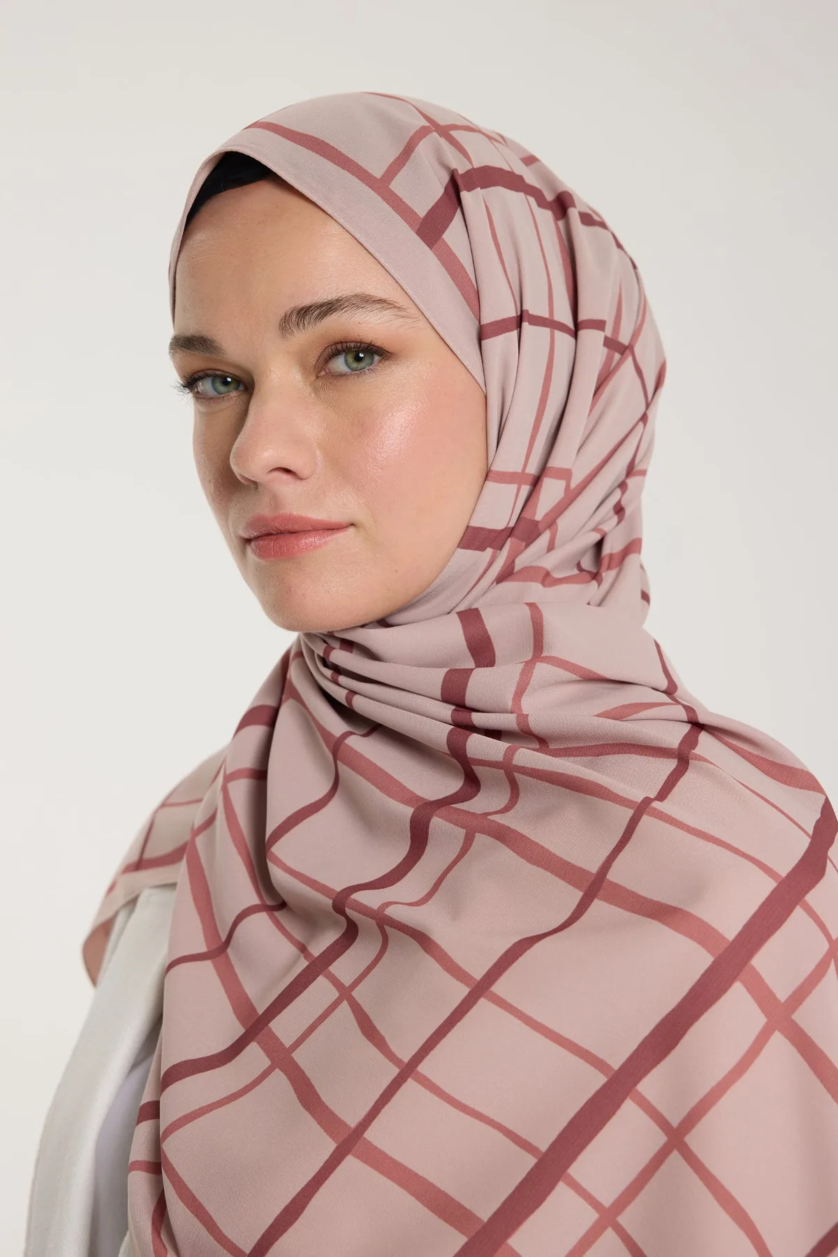 Pure Tone Şal - Kare Desen - Latte - Nude - Kare Desen - Latte - Nude