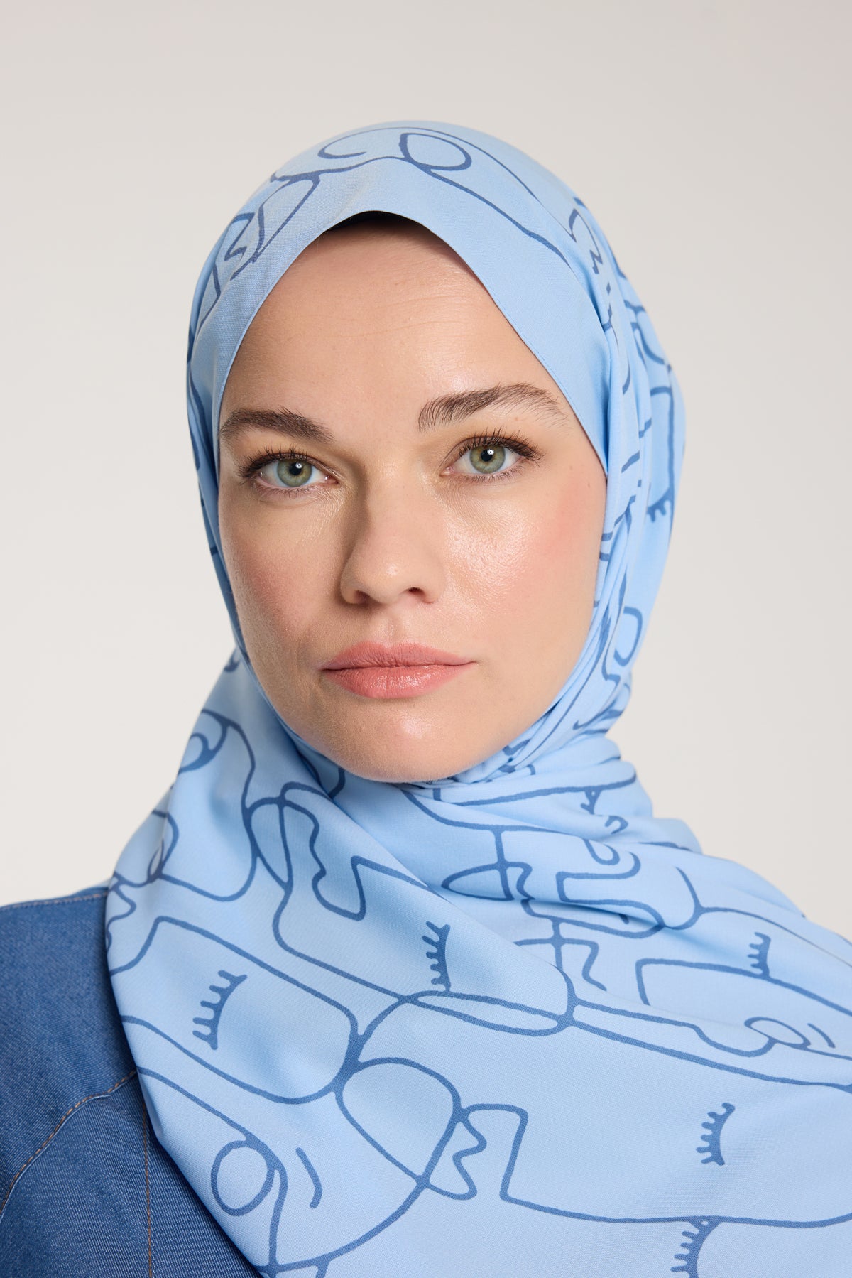 Pure Tone Şal - Marjinal Desen - Bebe Mavisi - Mavi - Marjinal Desen - Bebe Mavisi - Mavi