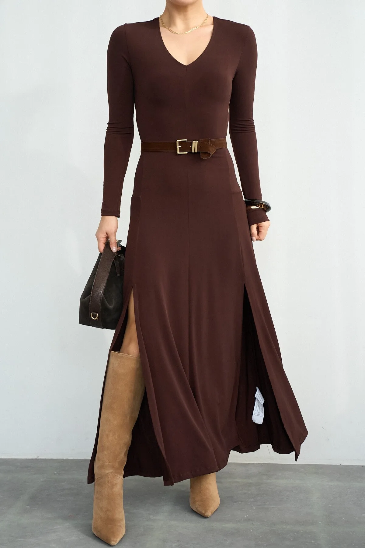 KAHVE Uzun ELBİSE – S
