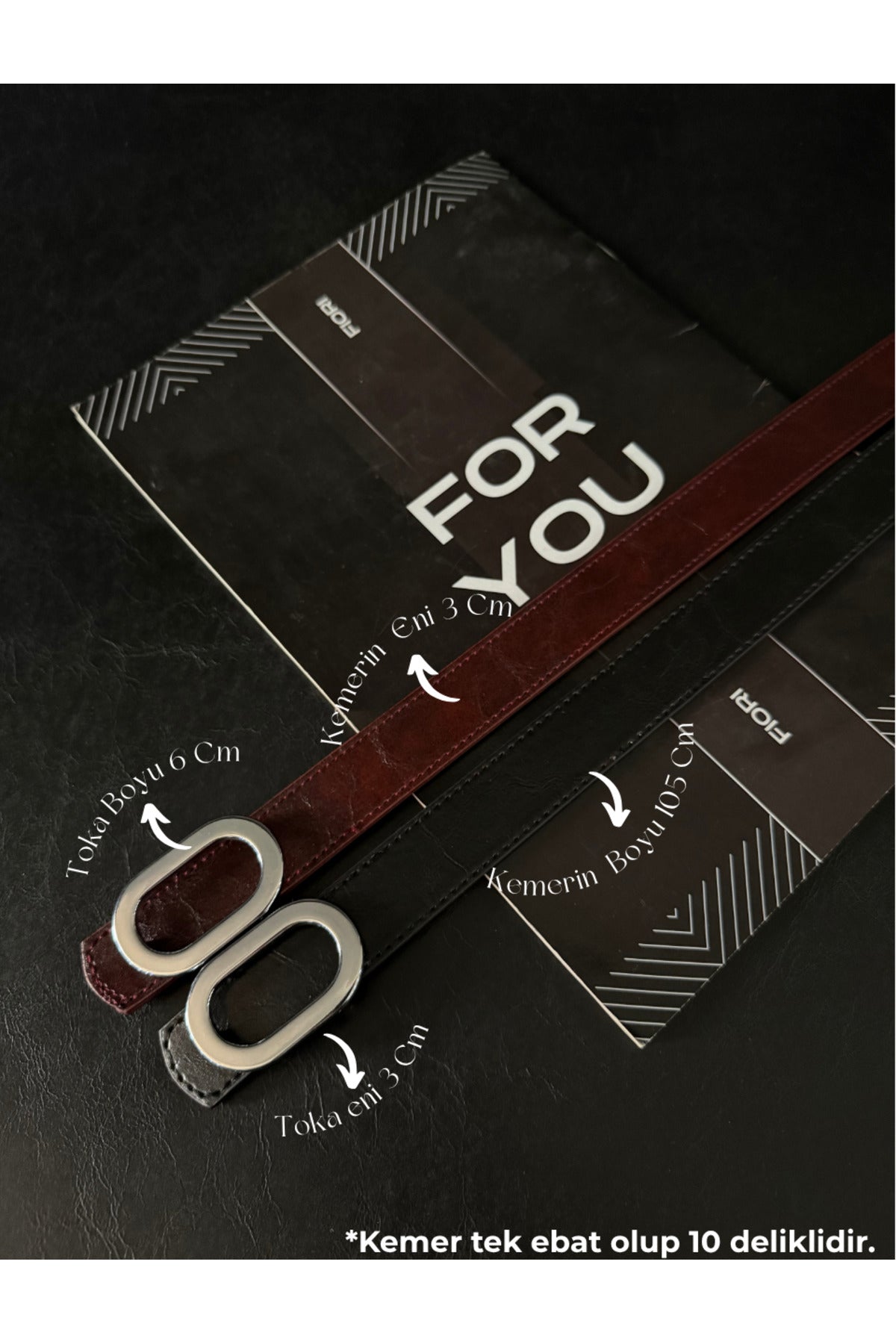2'li Oval Gümüş Tokalı Kadın Pantolon Kemeri, Ceket Kemeri, Gömlek Kemeri, Elbise Kemeri - Siyah-Bordo-Silver