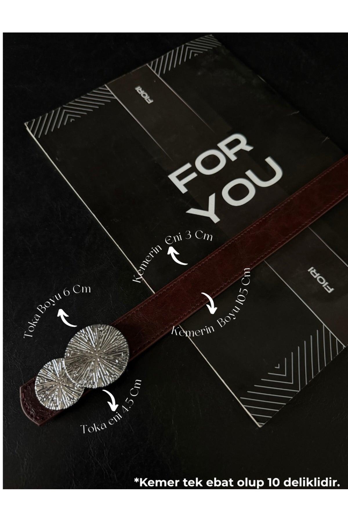 Yuvarlak Gold Toka Kadın Kemeri, Pantolon Kemeri, Ceket Kemeri, Elbise Kemeri, Gömlek Kemeri - Bordo-Silver