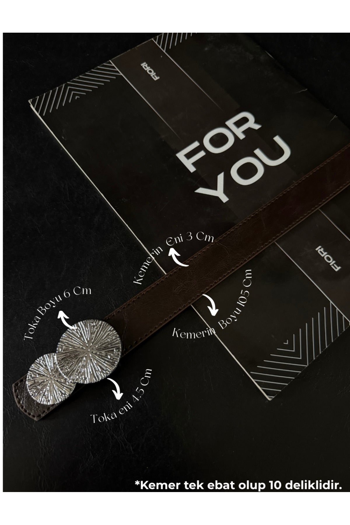 Yuvarlak Gold Toka Kadın Kemeri, Pantolon Kemeri, Ceket Kemeri, Elbise Kemeri, Gömlek Kemeri - Kahverengi-Silver