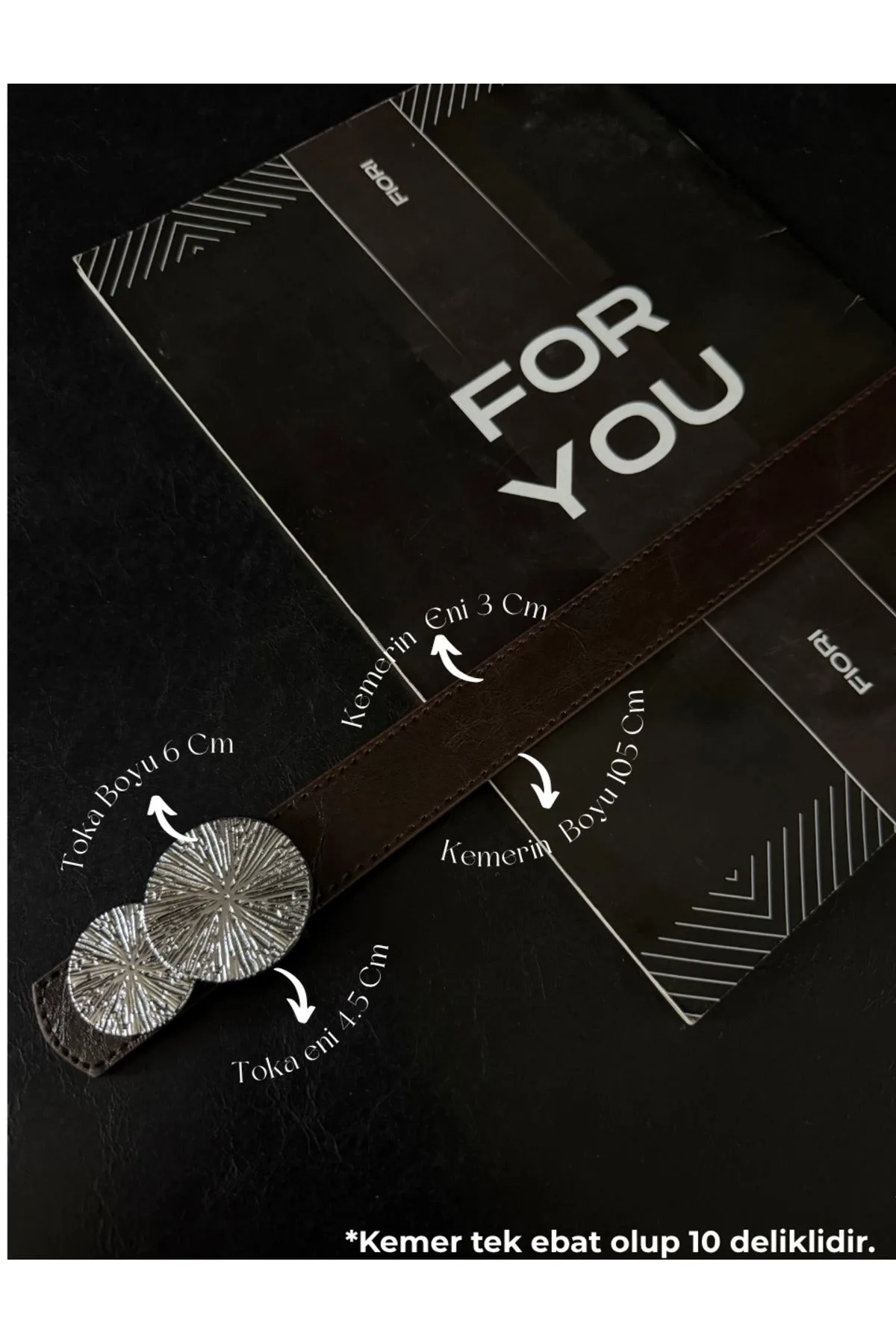Yuvarlak Gold Toka Kadın Kemeri, Pantolon Kemeri, Ceket Kemeri, Elbise Kemeri, Gömlek Kemeri - Kahverengi-Silver