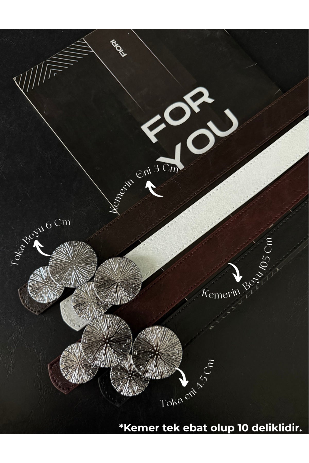 Yuvarlak Gold Toka Kadın Kemeri, Pantolon Kemeri, Ceket Kemeri, Elbise Kemeri, Gömlek Kemeri - Karışık-Silver