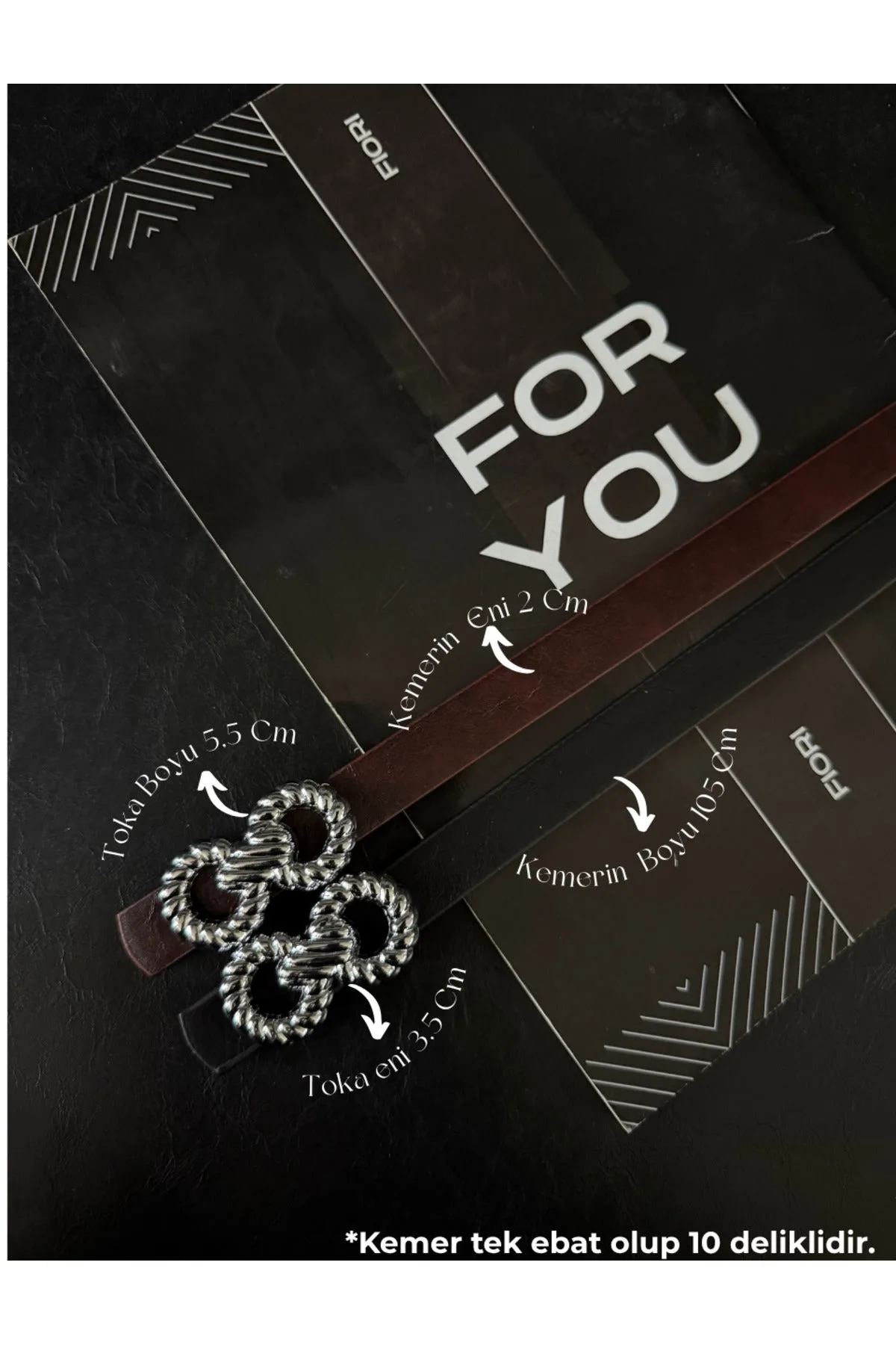 Burgu Gümüş Tokalı Siyah İnce Kadın Kemeri, Ceket Kemeri, Gömlek Kemeri, Elbise Kemeri - Bordo-Siyah-Silver