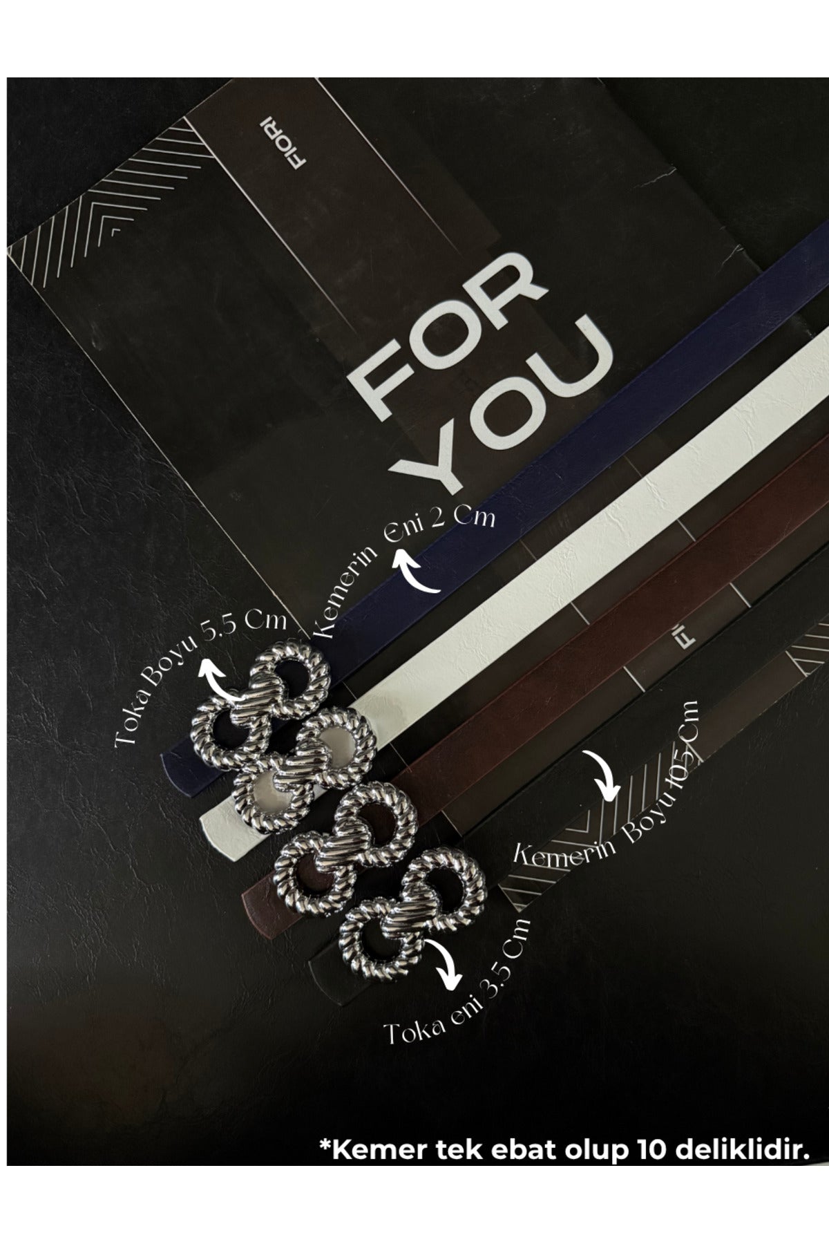 Burgu Gümüş Tokalı Siyah İnce Kadın Kemeri, Ceket Kemeri, Gömlek Kemeri, Elbise Kemeri - Karışık-Silver