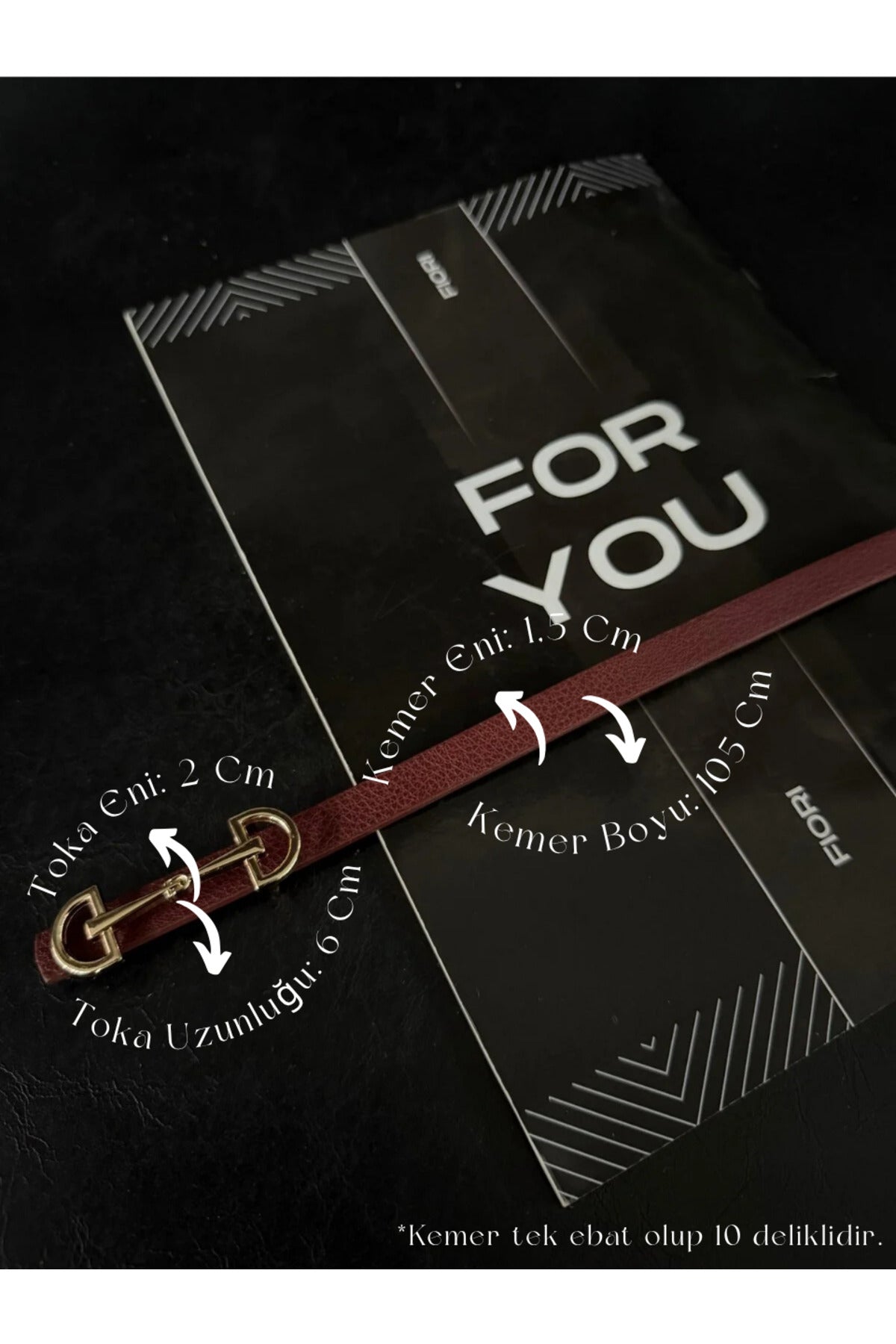 Uzun Gold Tokalı Ince Kadın Kemeri, Ceket Kemeri, Gömlek Kemeri, Elbise Kemeri - Bordo