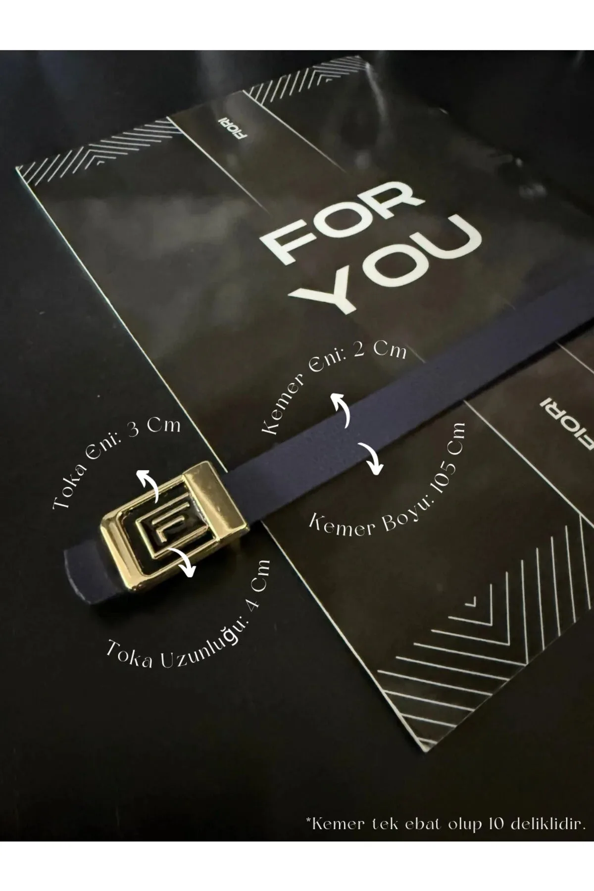 F Logolu Gold Tokalı Kadın Kemeri, Gold Kadın Kemeri, Pantolon Kemeri, Ceket Kemeri - Lacivert-Gold