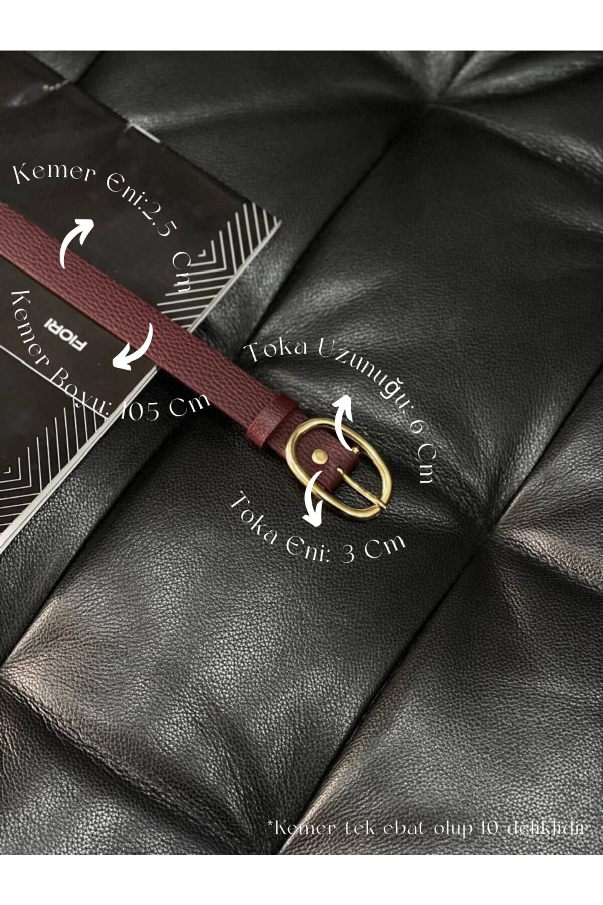 Oval Gold Tokalı Kadın Pantolon Kemeri, Ceket Kemeri, Elbise Kemeri, Gömlek Kemeri - Bordo
