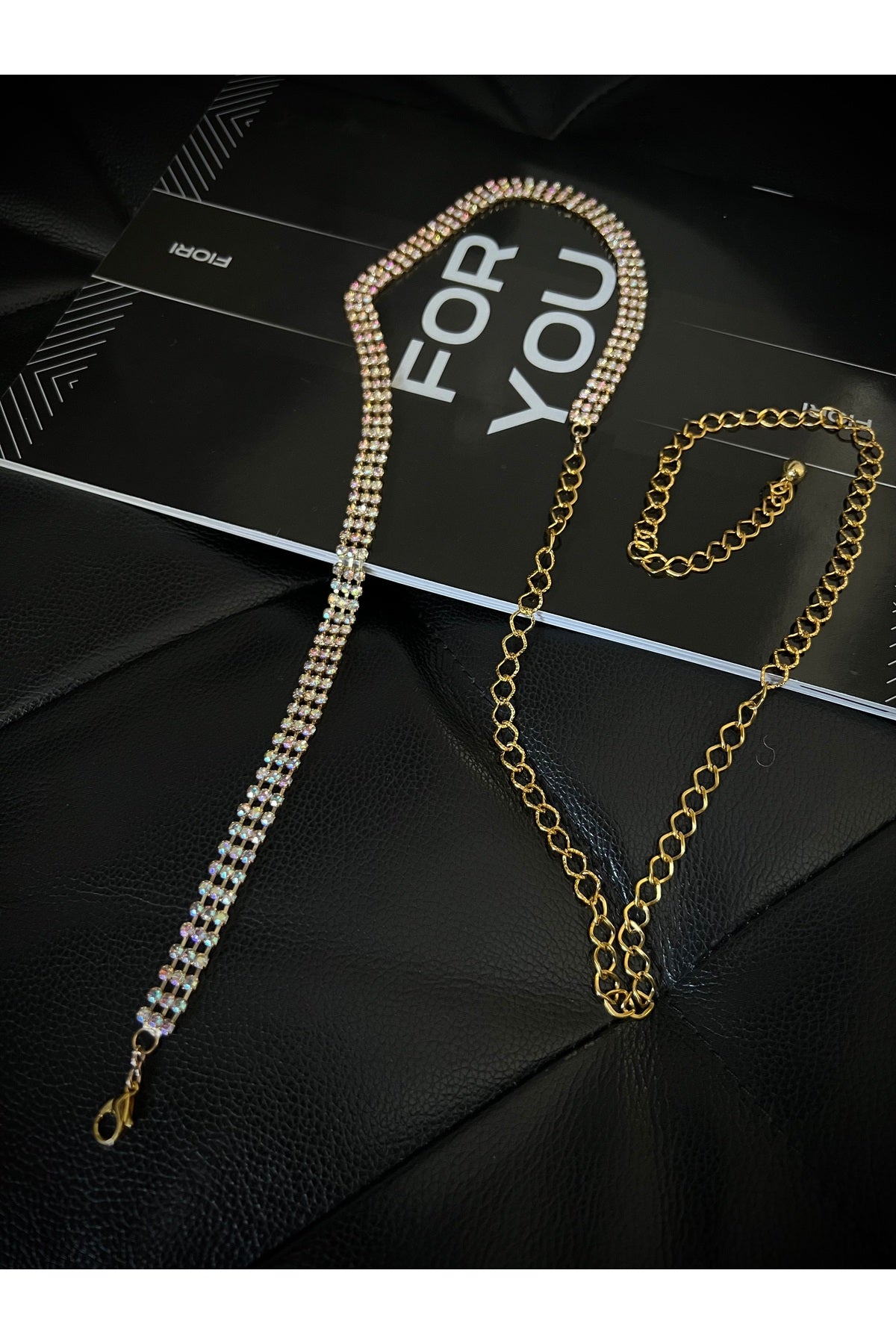 Kadın Gold Taşlı Zincir Kemer - Gold