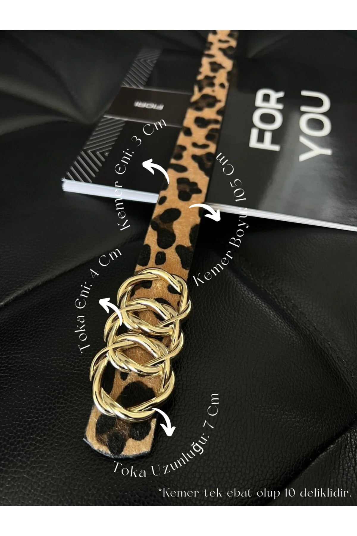 Birleşik Halka Tokalı Leopar Kadın Pantolon Kemeri, Ceket Kemeri, Elbise Kemeri, Gömlek Kemeri - Leopar-Gold