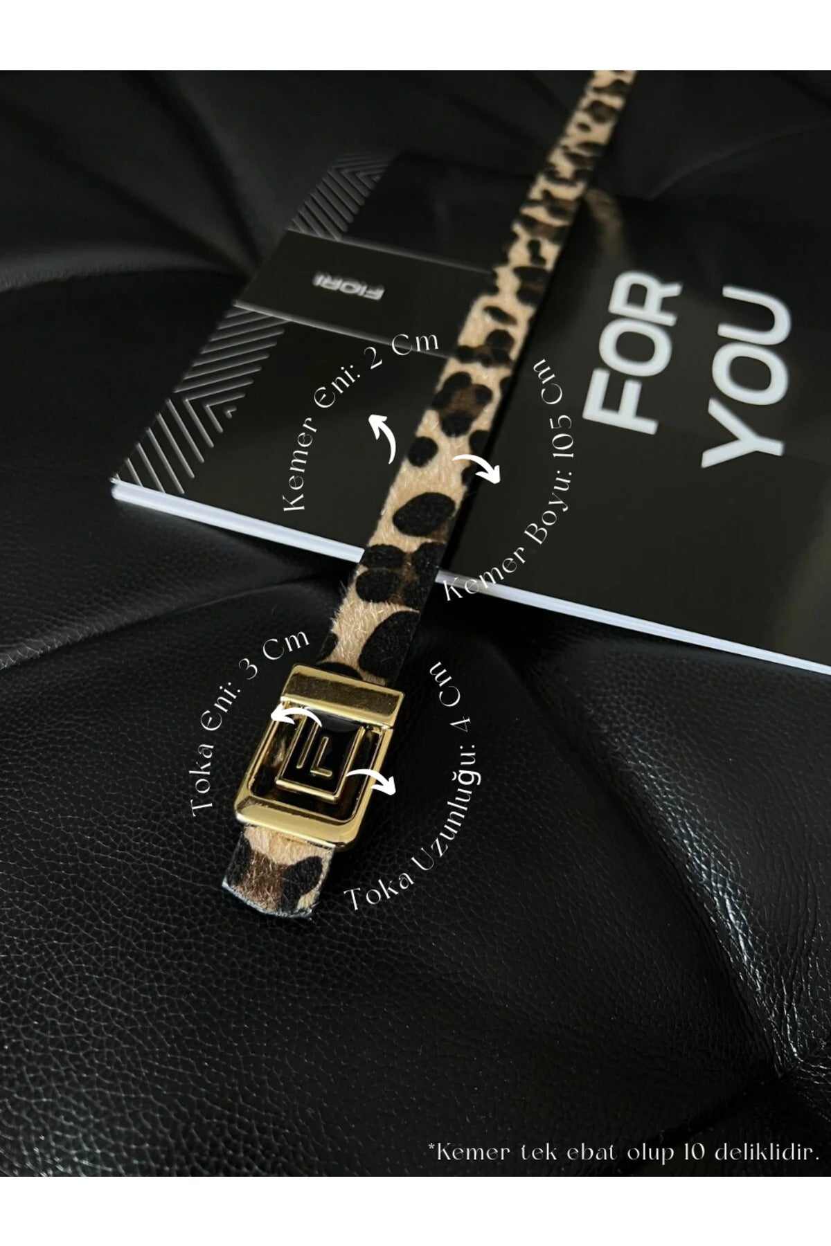 F Logolu Gold Tokalı Leopar Kadın Kemeri, Gold Kadın Kemeri, Pantolon Kemeri, Ceket Kemeri - Leopar