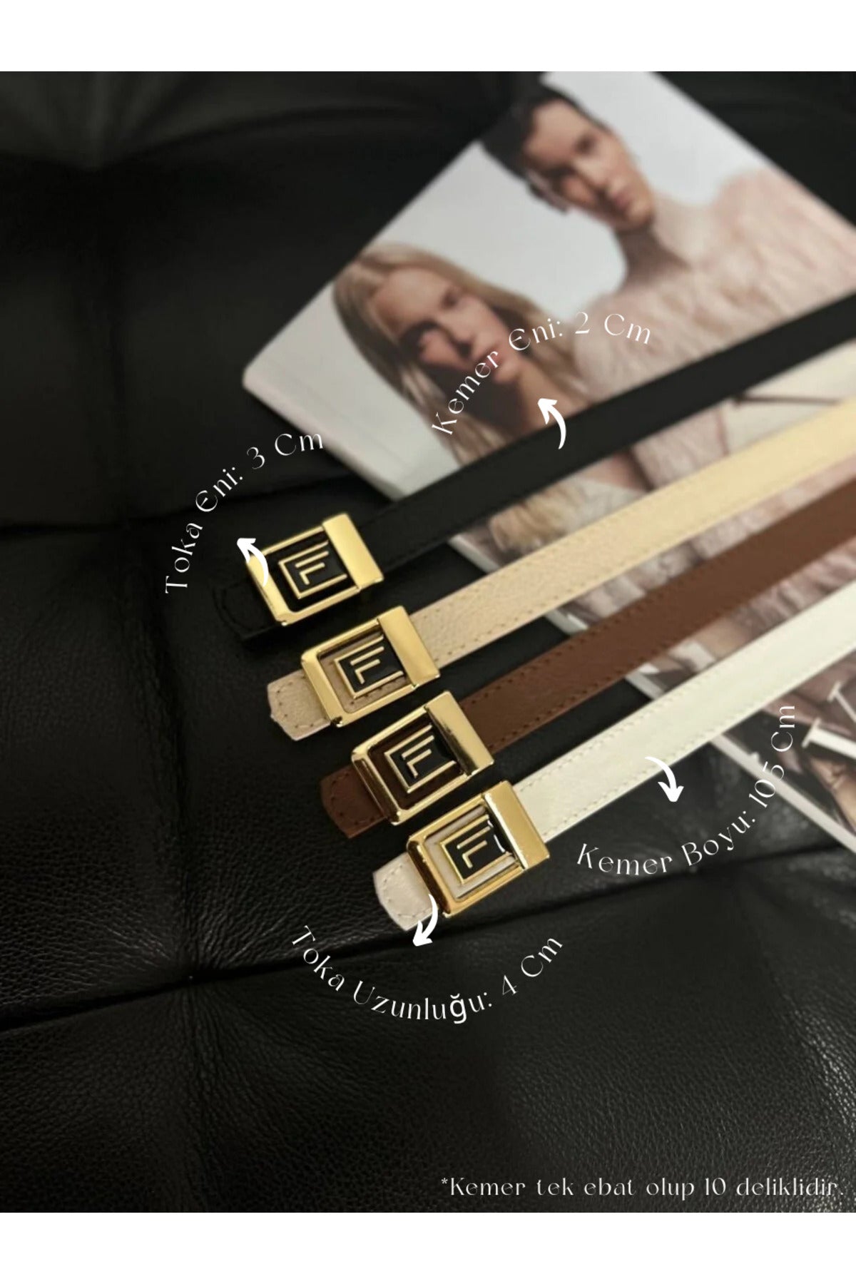 4'lü Fırsat Ürünü F Logolu Gold Tokalı İnce Kadın Kemeri, Pantolon Kemeri, Ceket Kemeri, Kemer - Karışık