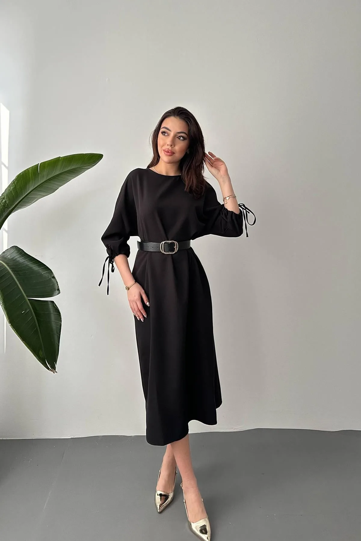 Siyah Topshop Yırtmaçlı Elbise - Siyah – Siyah, L