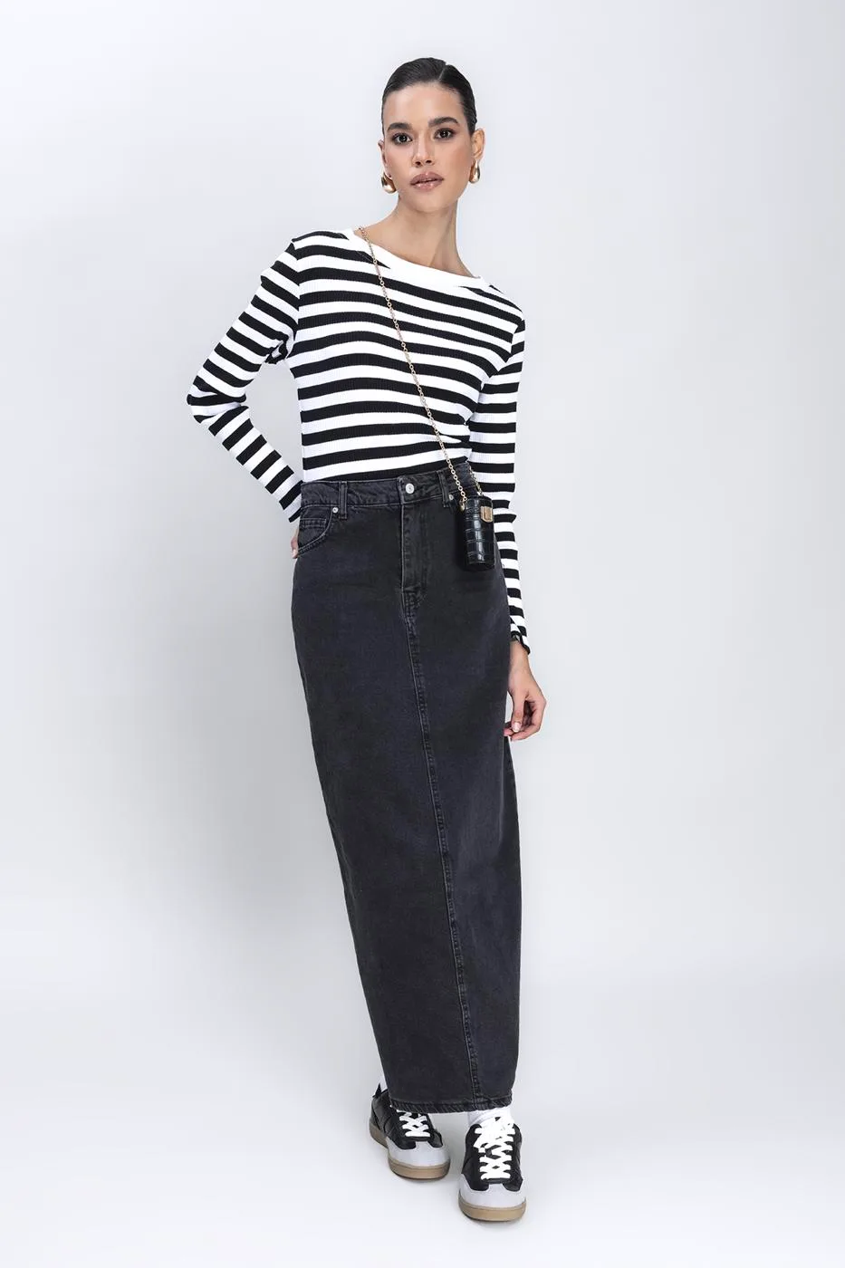 Long Back Slit Maxi Pencil Skirt - Black – Siyah, XS