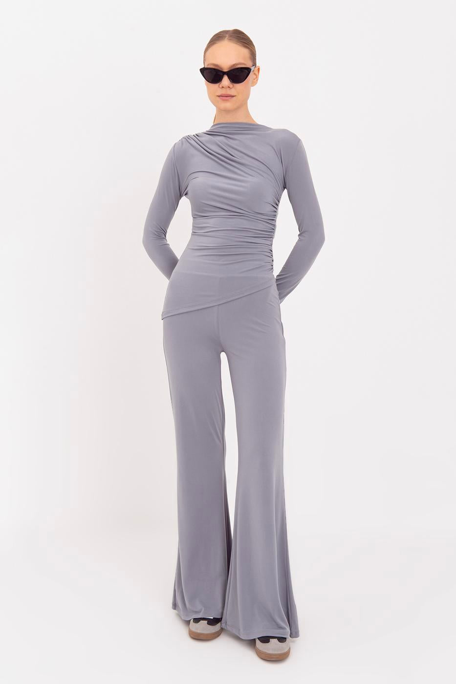 Flared Trousers - Grey