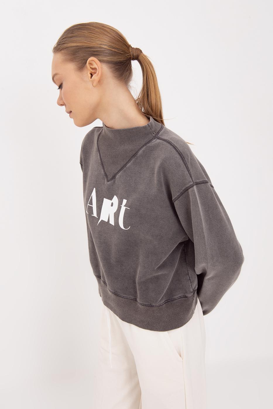 Washable Printed Sweatshirt - Anthracite