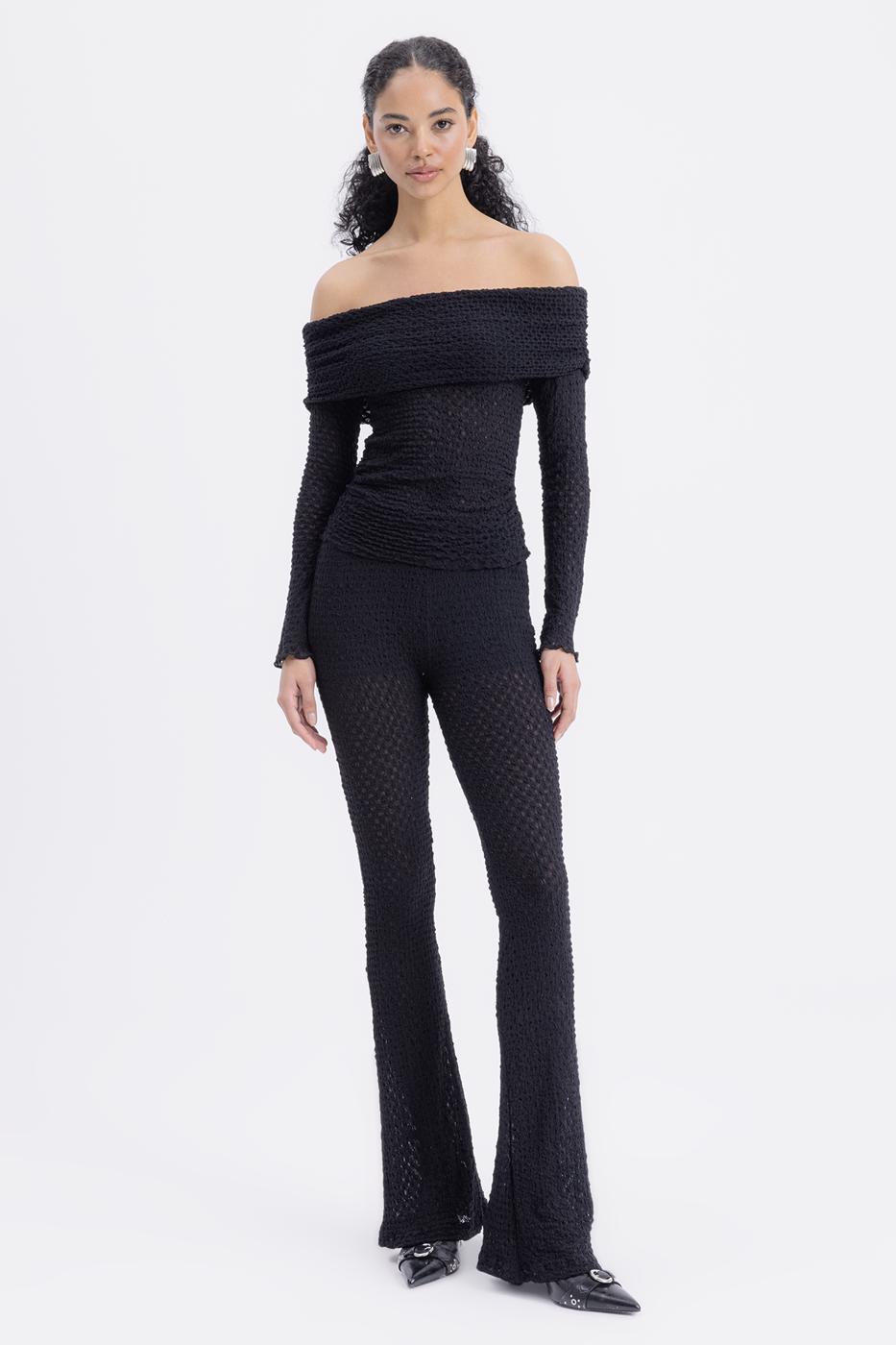 Lace Slim Trousers - Black – Siyah, XS