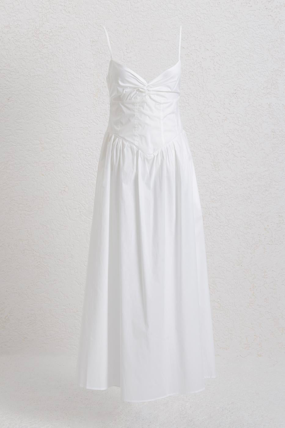 Strappy Bodice Midi Dress - White