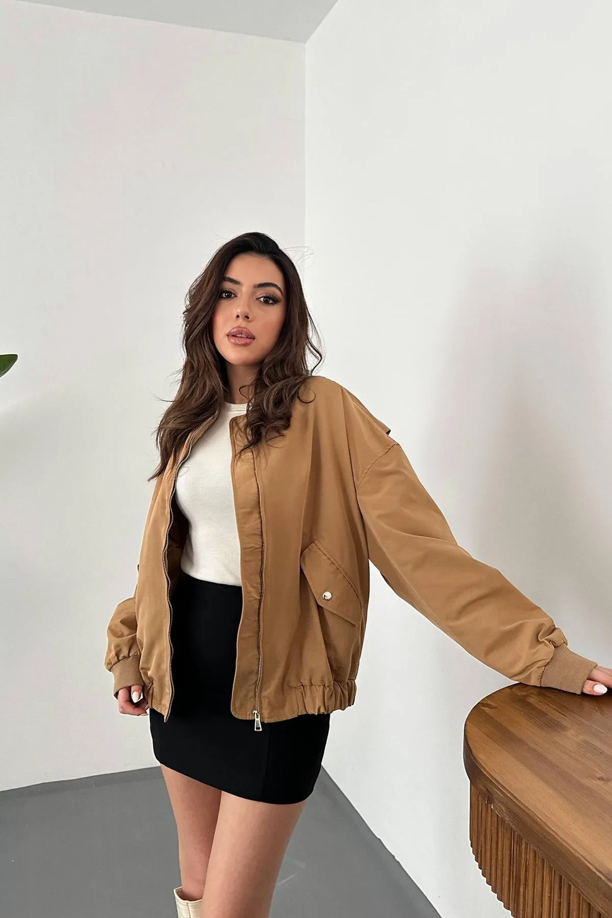 Camel Parçalı Bomber Ceket - Camel – Camel, L