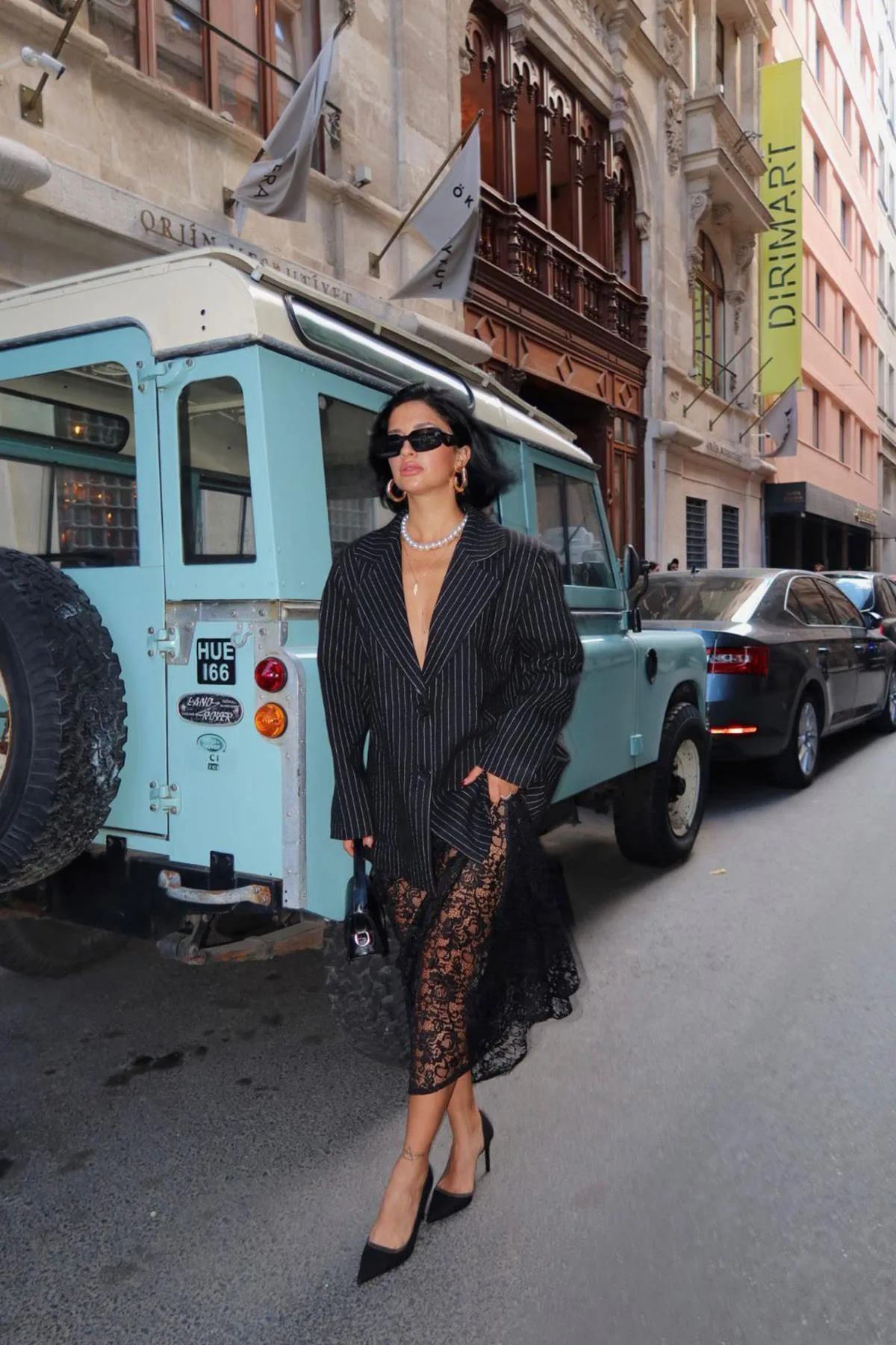 Siyah Çizgili Oversize Ceket - Siyah – Siyah, L
