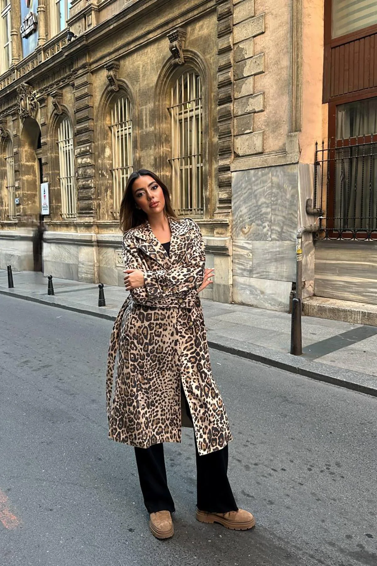 Leopar Ön Ve Arkası Pelerinli Kaban - Leopar – Leopar, L