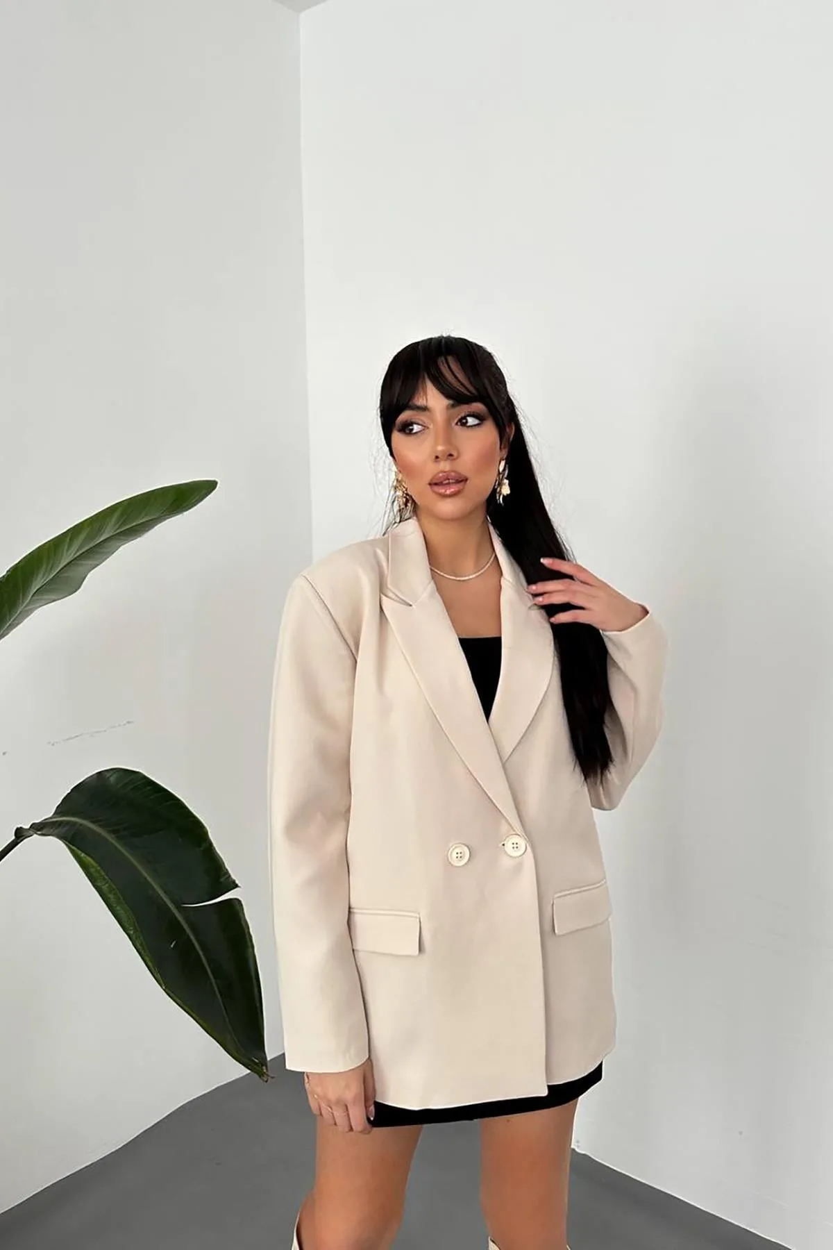 Bej Blazer Ceket - Bej – Bej, L