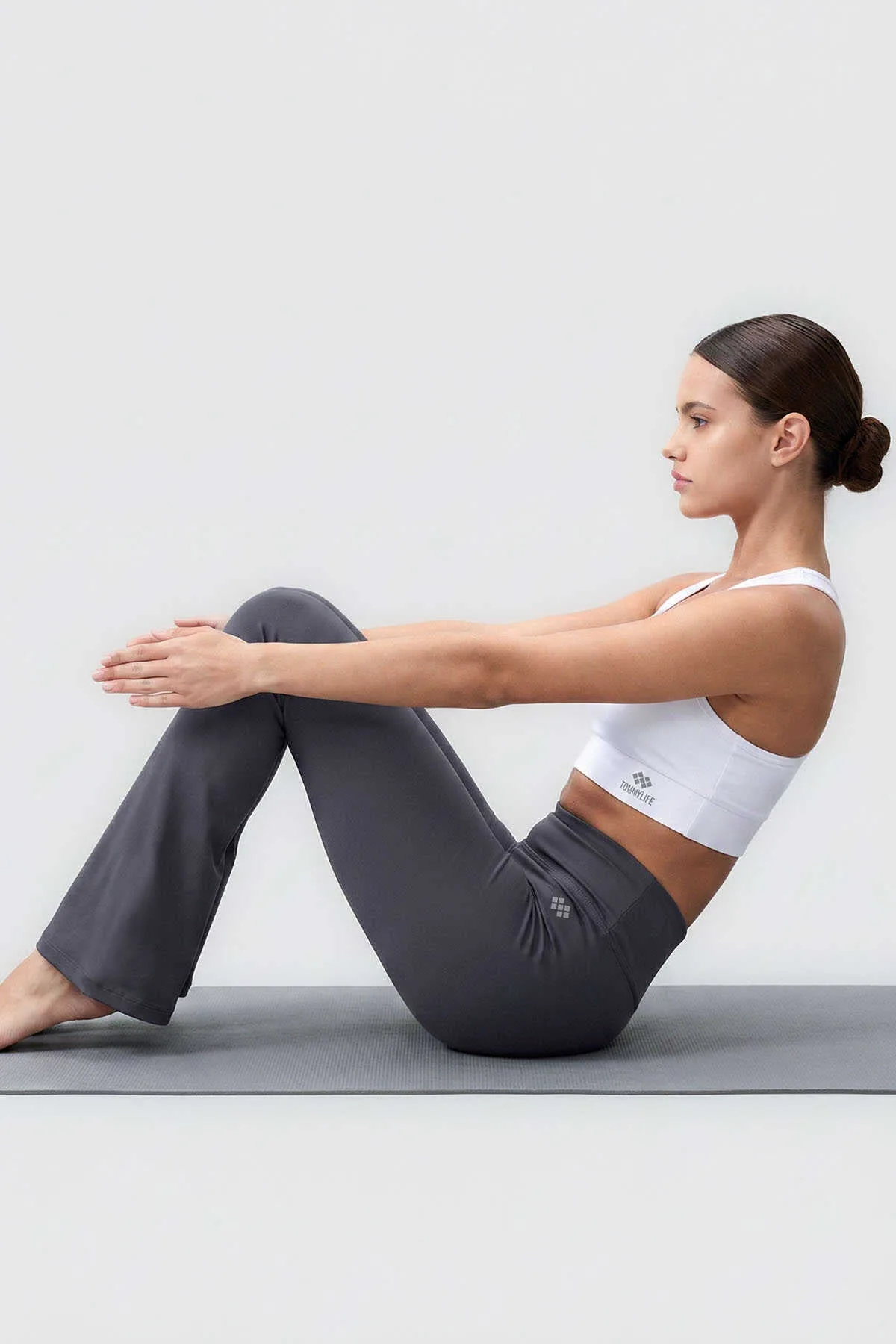 Tommylife Toptan Antrasit Esnek Yüksek Bel Spor Performans Kadın İspanyol Paça Tayt - 94686 - Antrasıt – Antrasit, S