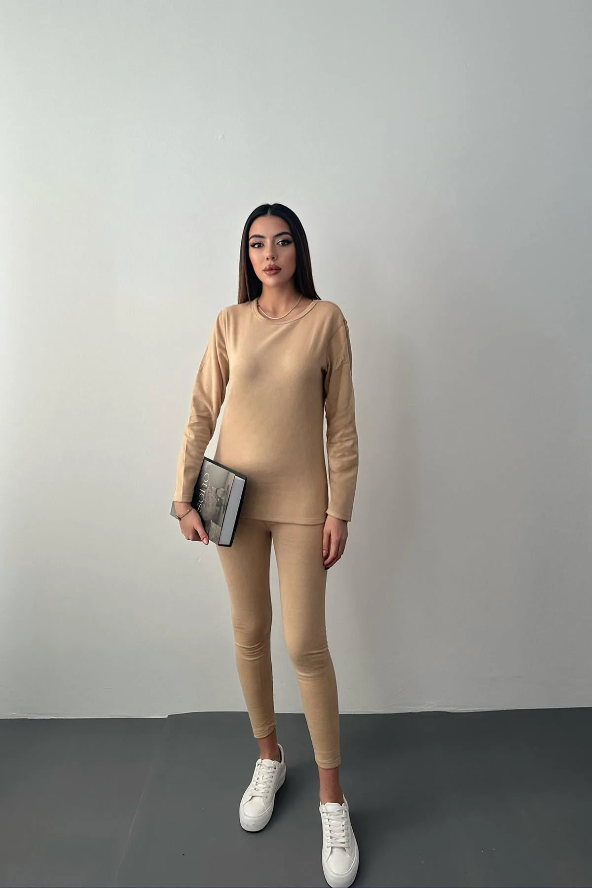 Bej Çift Taraflı Termal Takım - Bej – Bej, L