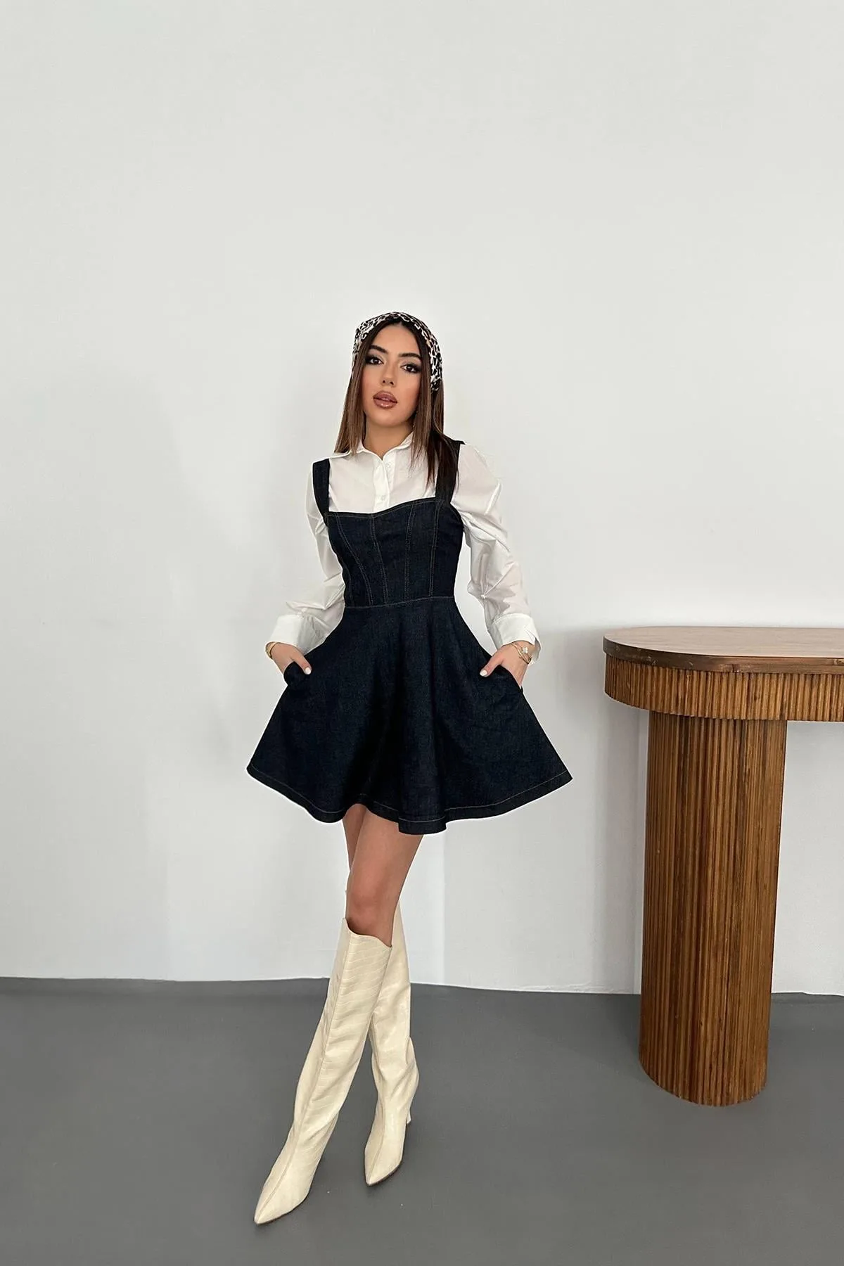 Mavi Kısa Likralı Elbise - Mavi – Mavi, L