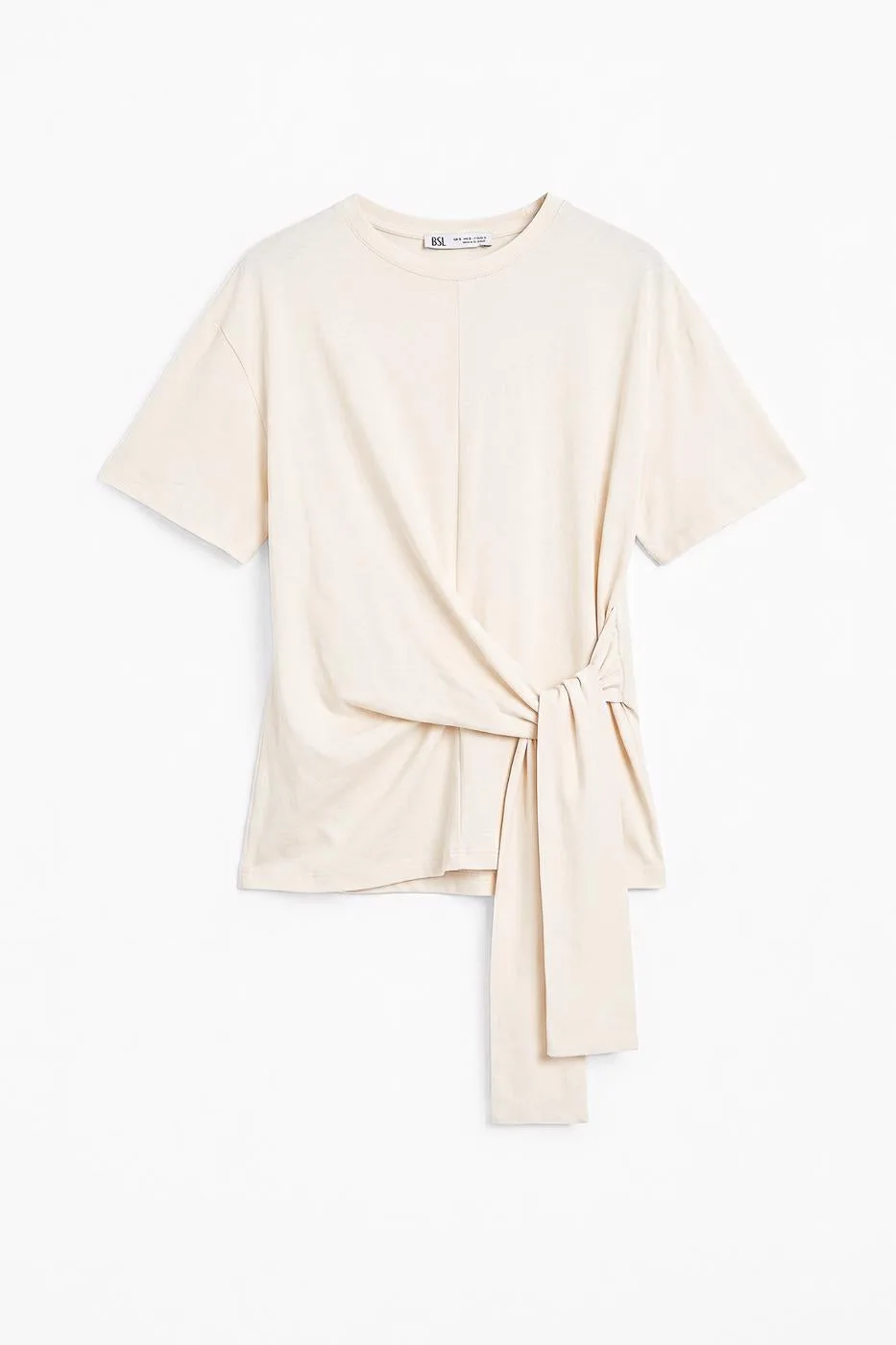 Knotted and Short Sleeve T-shirt - Ecru – Ekru, XS