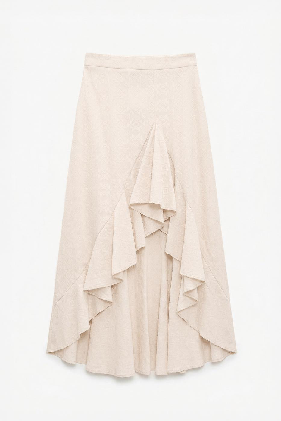 Ruffled Midi Skirt - Ecru