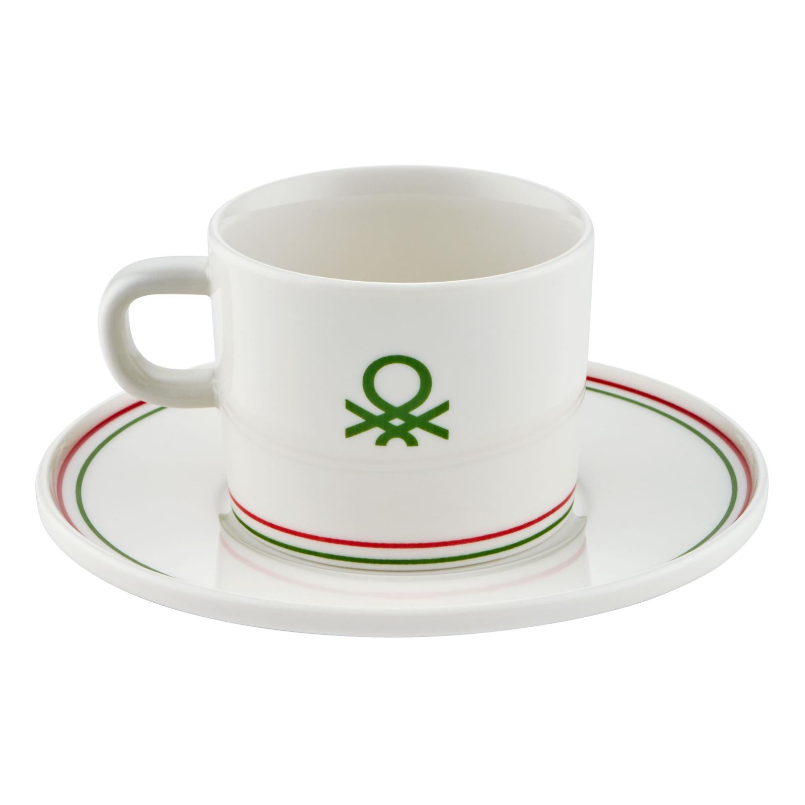 Benetton Seramik Çok Renkli 2 li Nescafe 4 Parça Fincanı Takımı - ÇOK RENKLİ